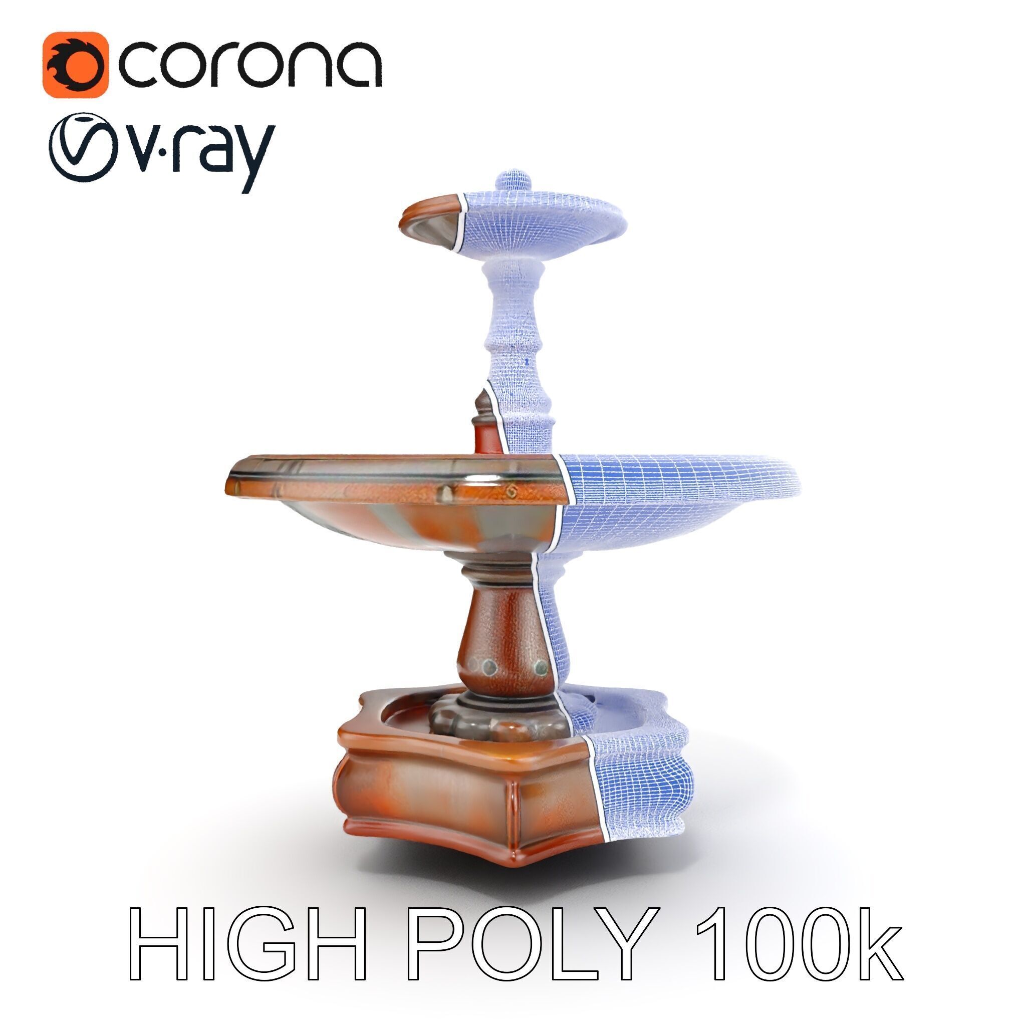 Rustic Outdoor Fountain Model Pack Low-poly 3D model_25