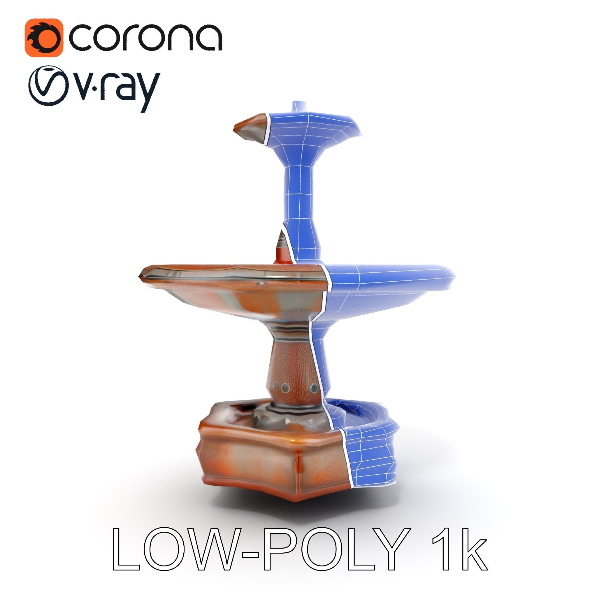Rustic Outdoor Fountain Model Pack Low-poly 3D model_13
