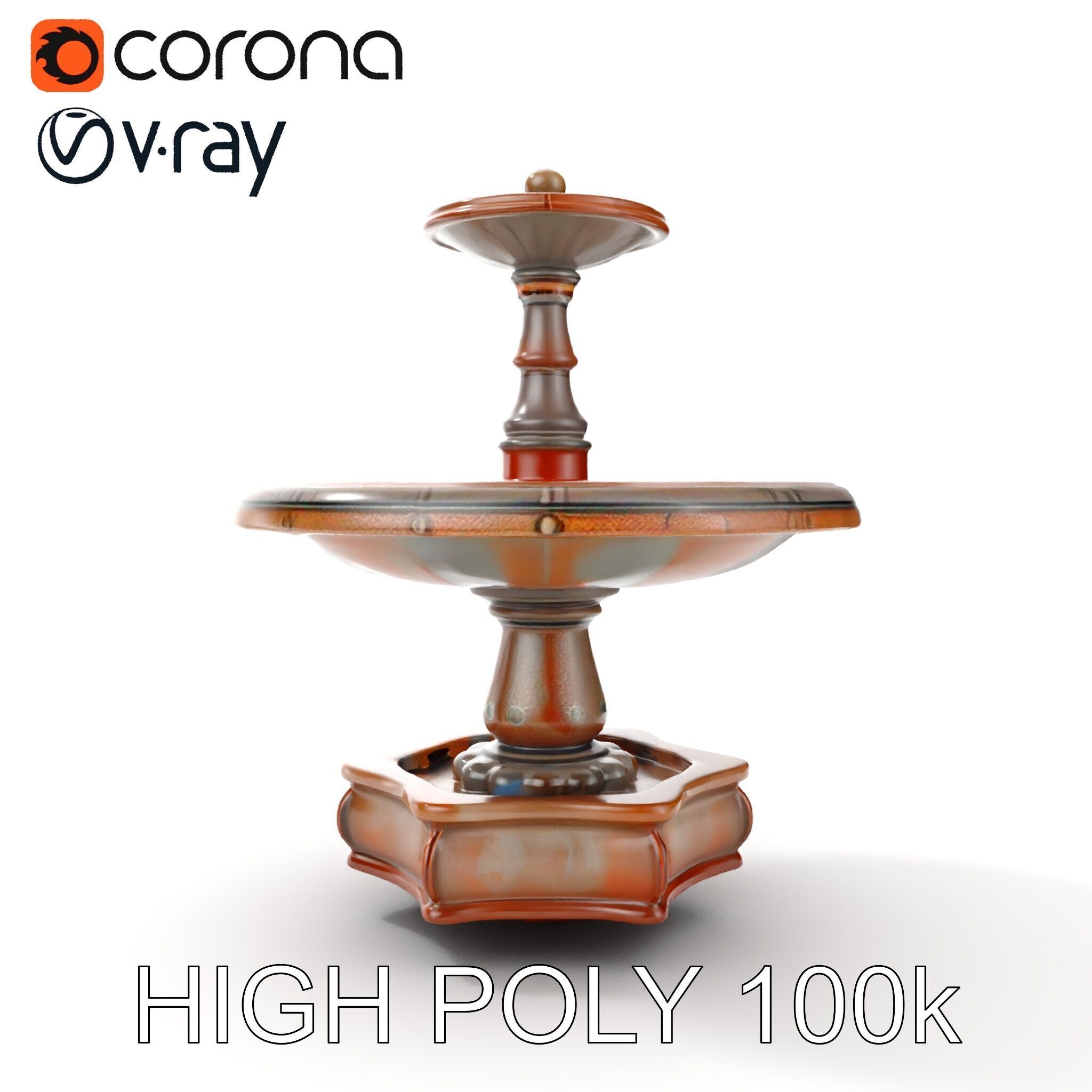 Rustic Outdoor Fountain Model Pack Low-poly 3D model_28