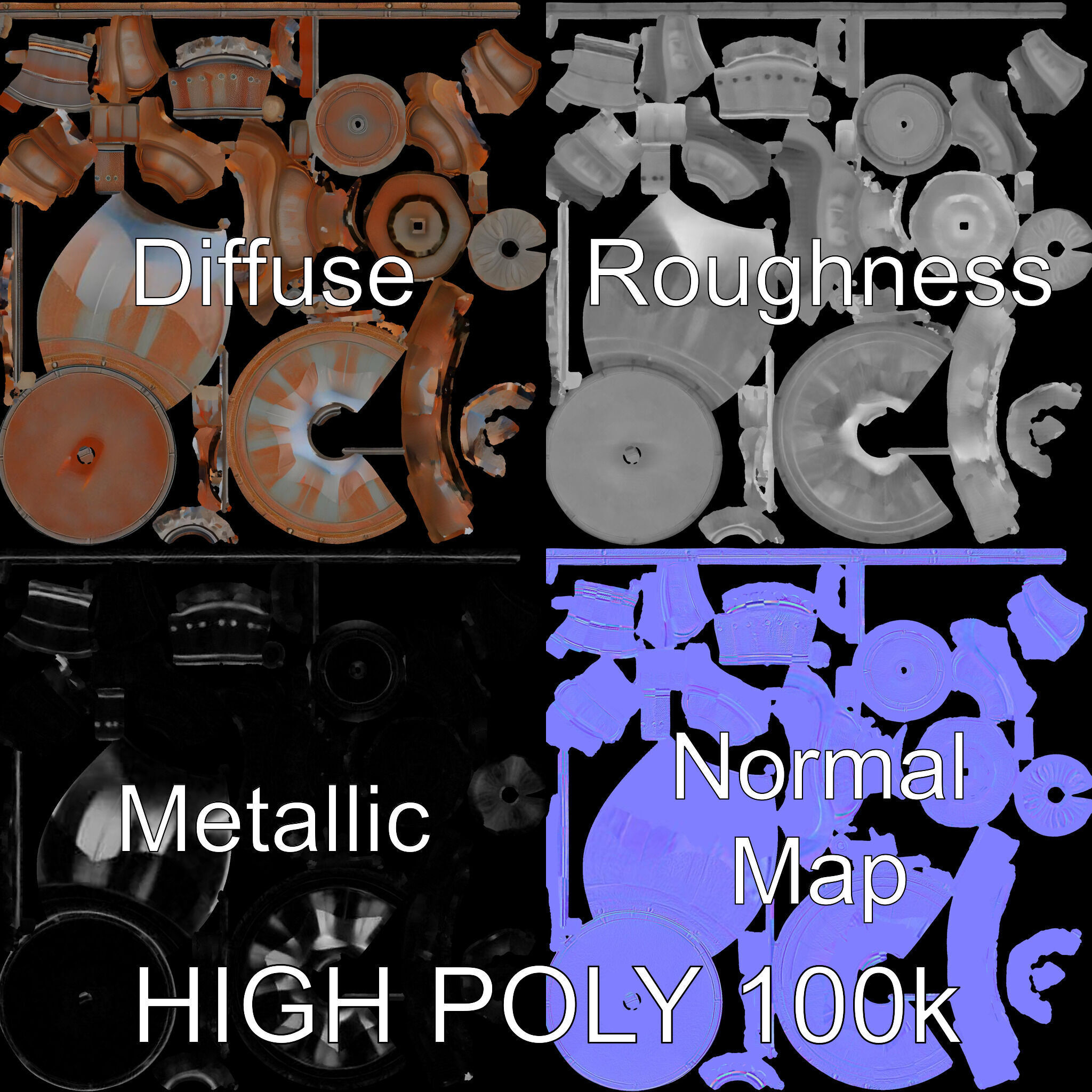 Rustic Outdoor Fountain Model Pack Low-poly 3D model_4