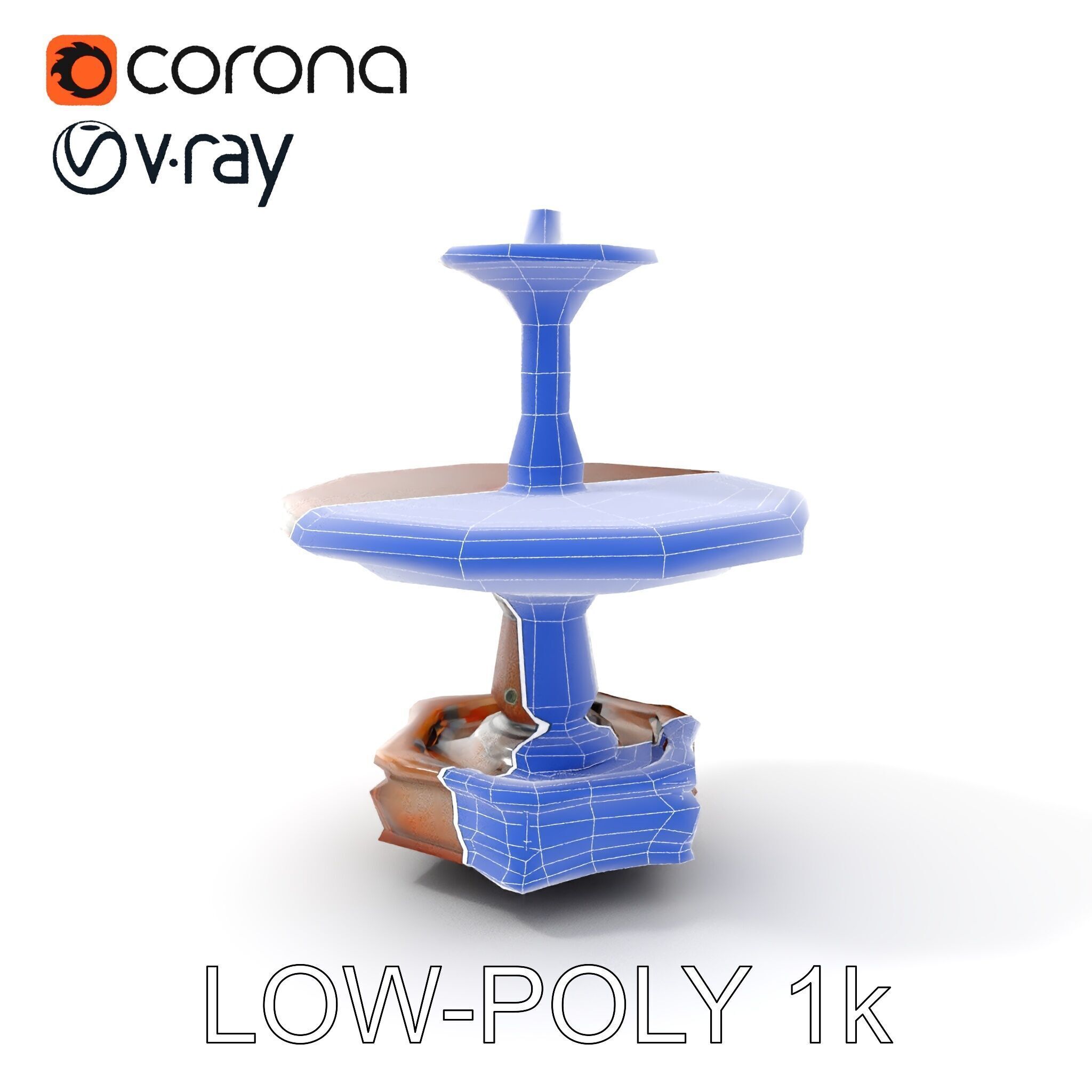 Rustic Outdoor Fountain Model Pack Low-poly 3D model_21