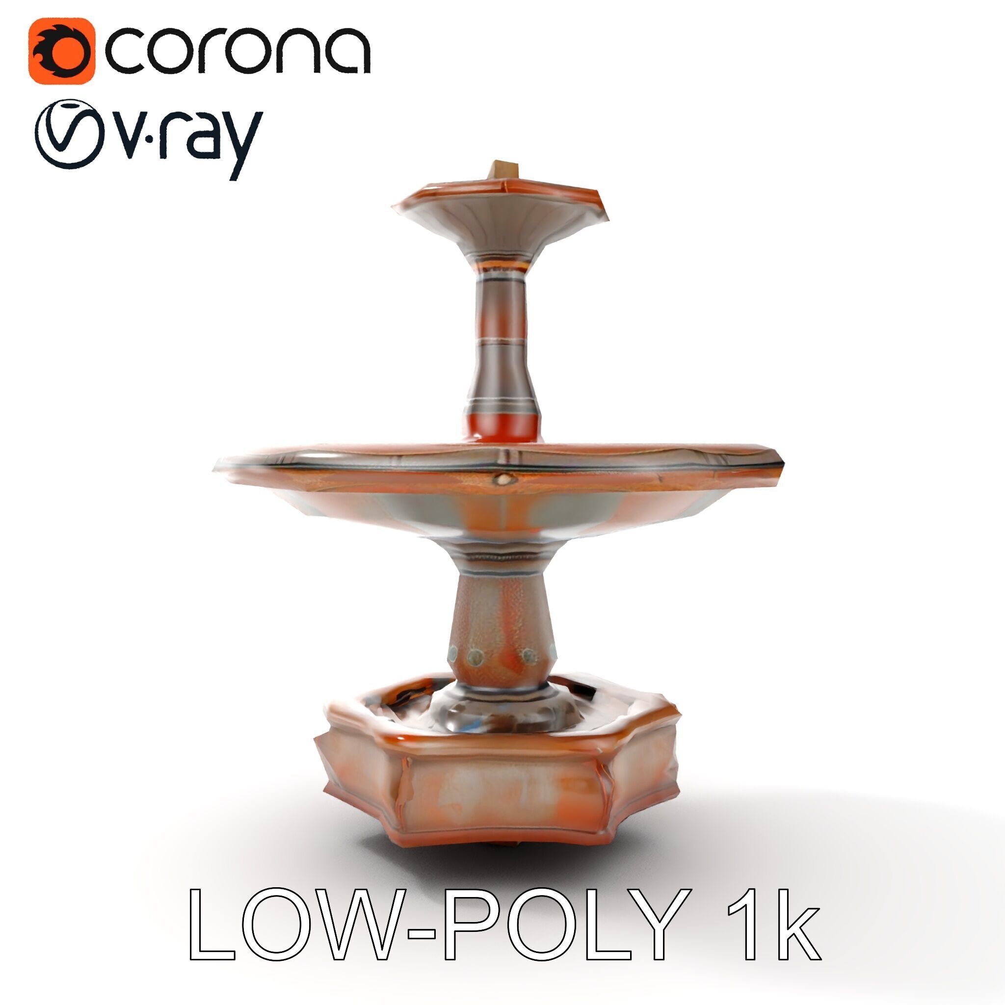 Rustic Outdoor Fountain Model Pack Low-poly 3D model_8