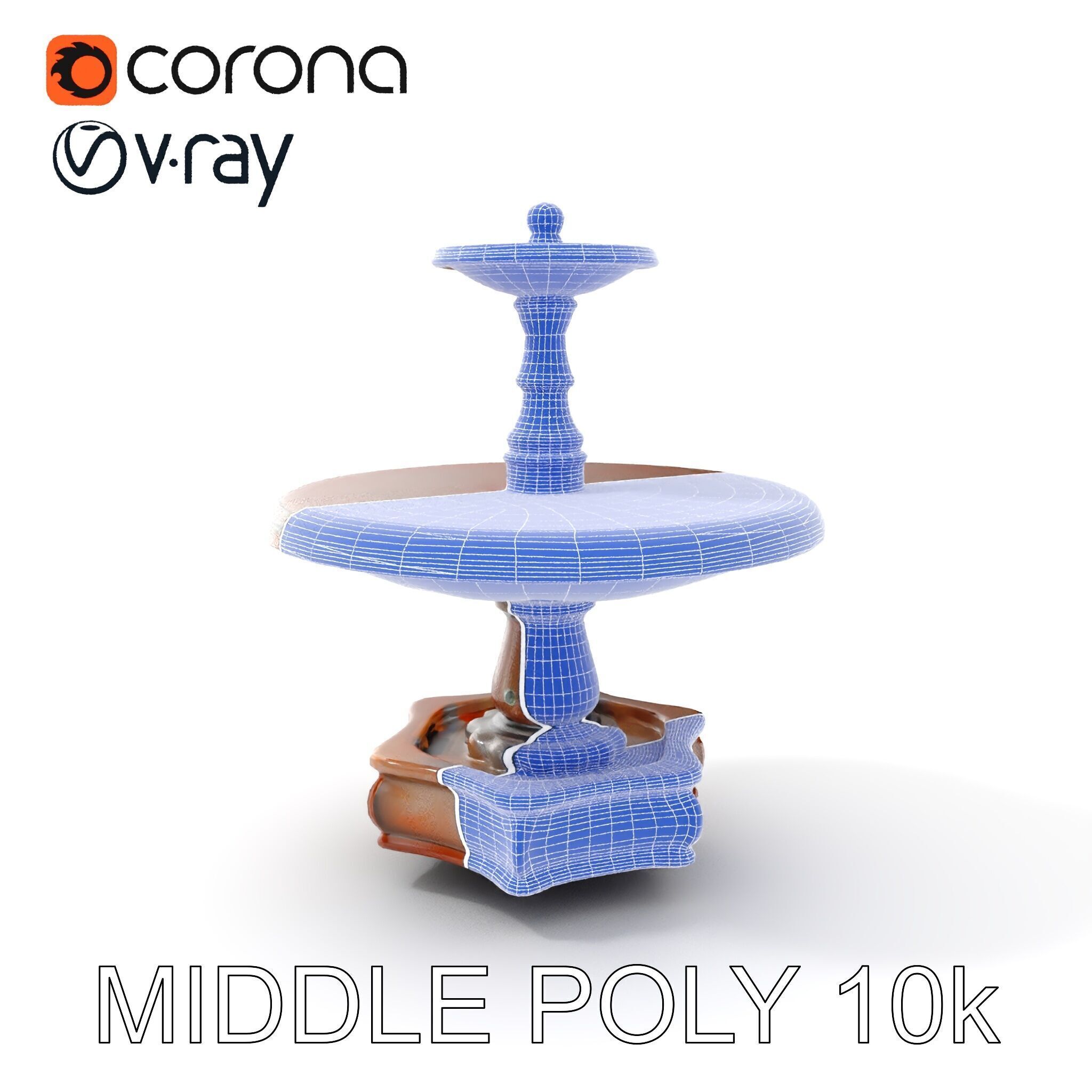 Rustic Outdoor Fountain Model Pack Low-poly 3D model_15
