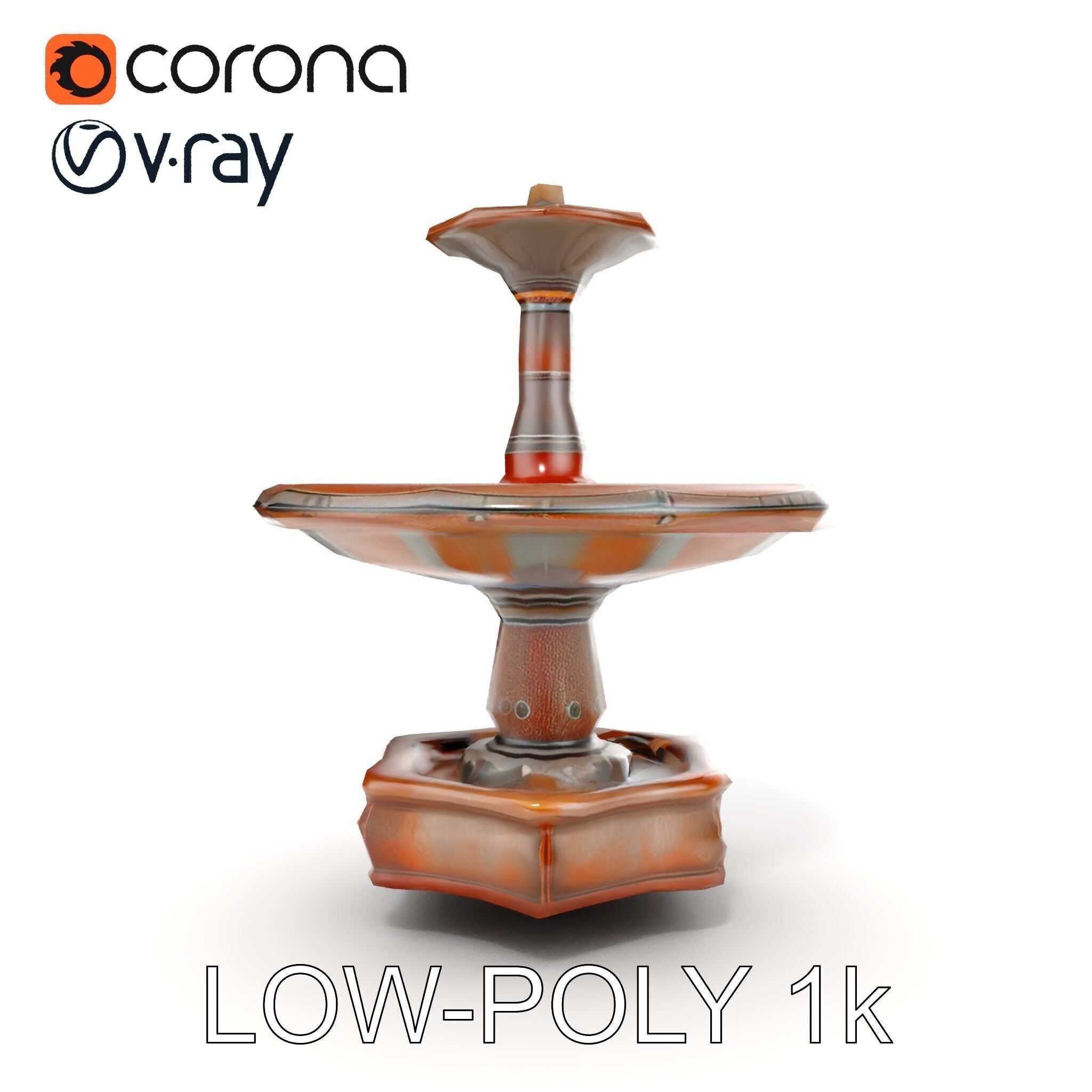Rustic Outdoor Fountain Model Pack Low-poly 3D model_24