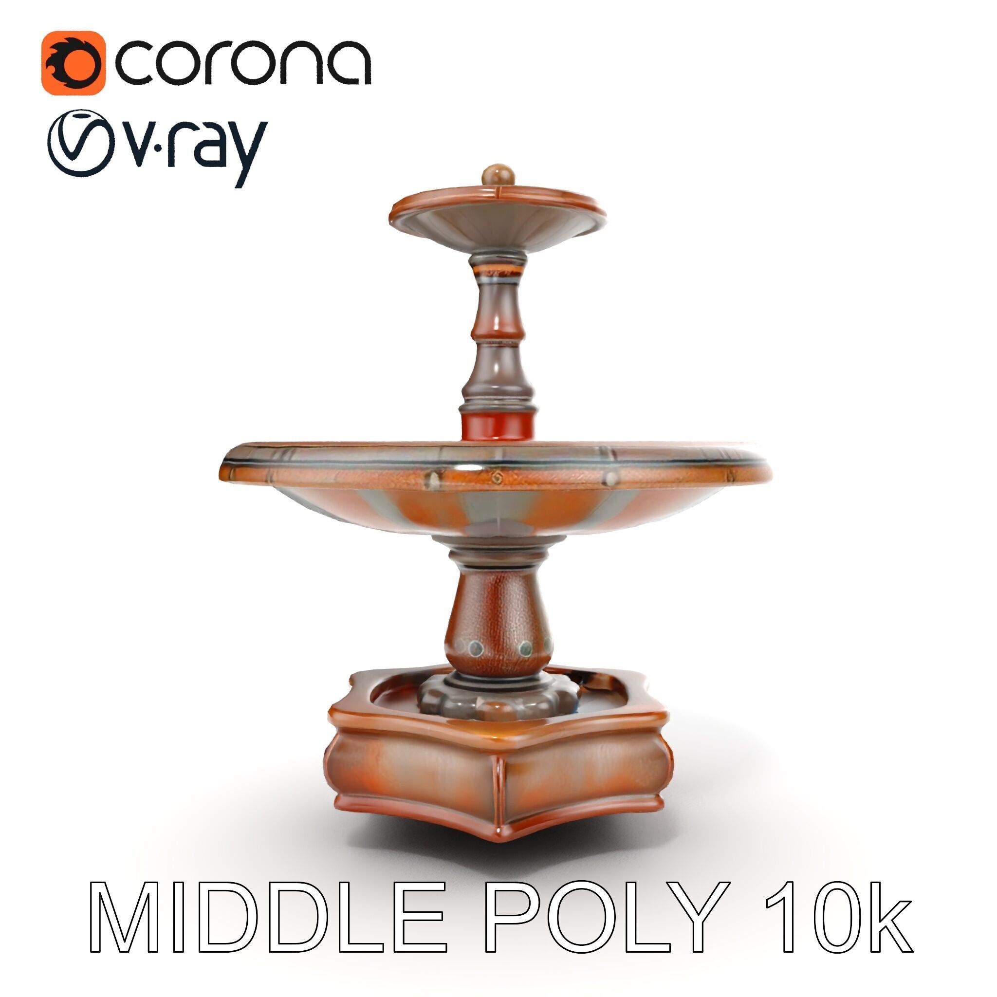 Rustic Outdoor Fountain Model Pack Low-poly 3D model_23