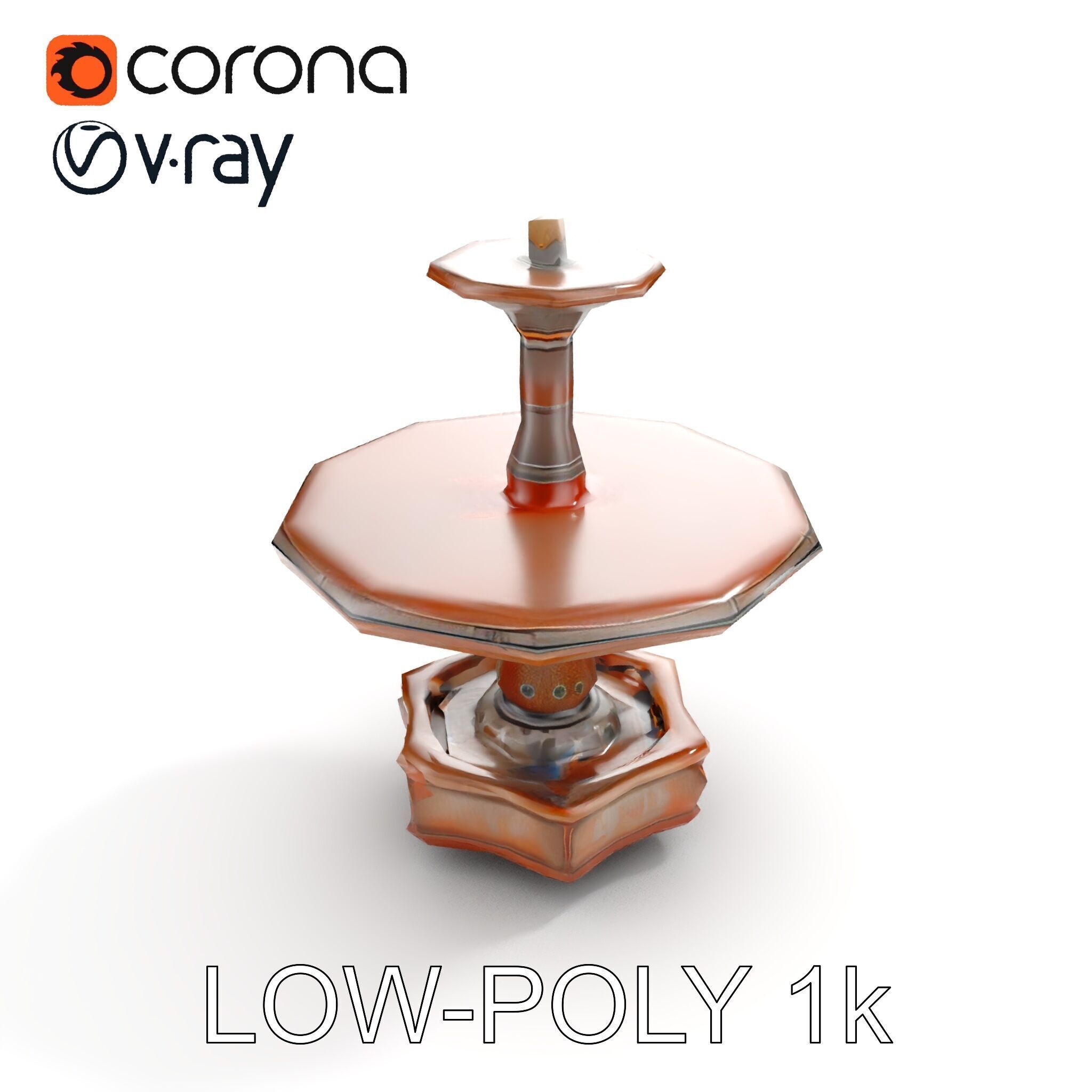 Rustic Outdoor Fountain Model Pack Low-poly 3D model_16