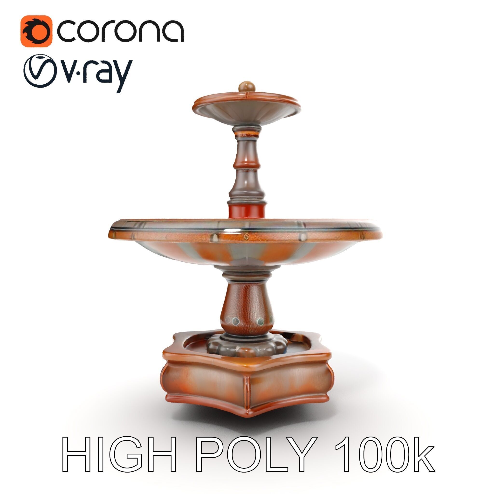 Rustic Outdoor Fountain Model Pack Low-poly 3D model_19