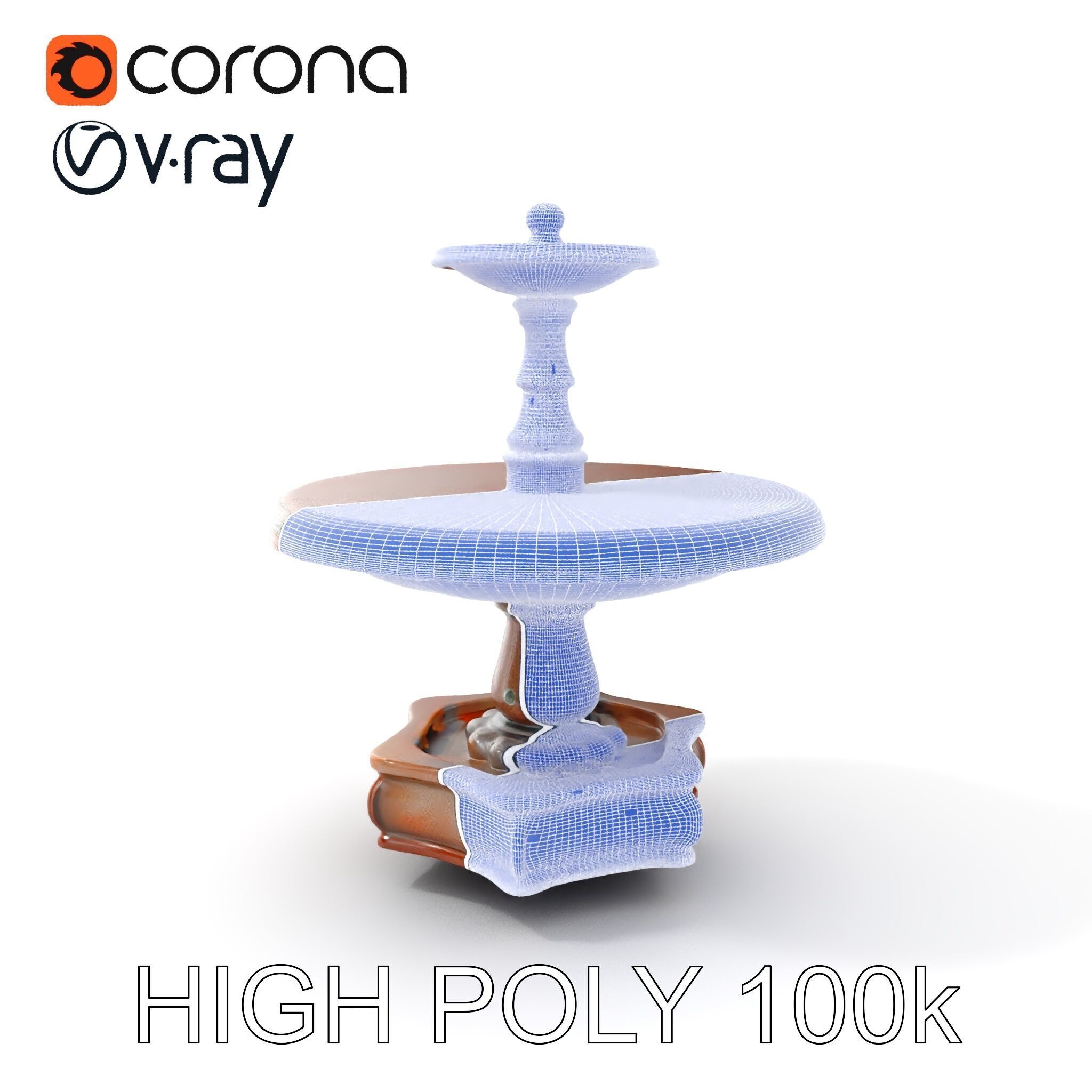 Rustic Outdoor Fountain Model Pack Low-poly 3D model_5