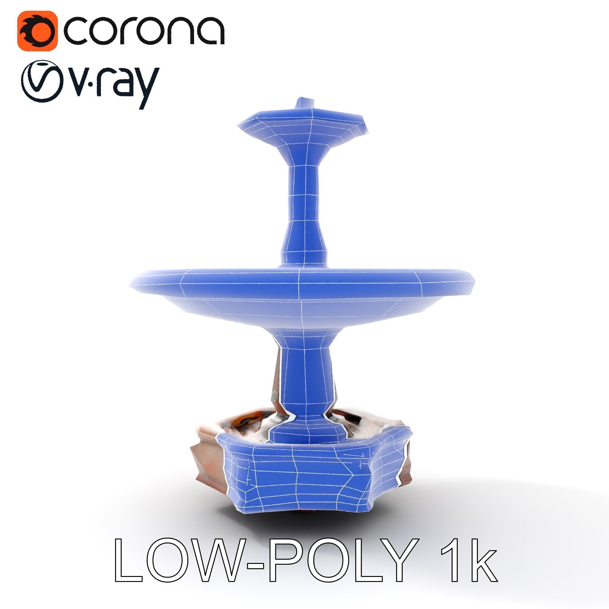 Rustic Outdoor Fountain Model Pack Low-poly 3D model_30