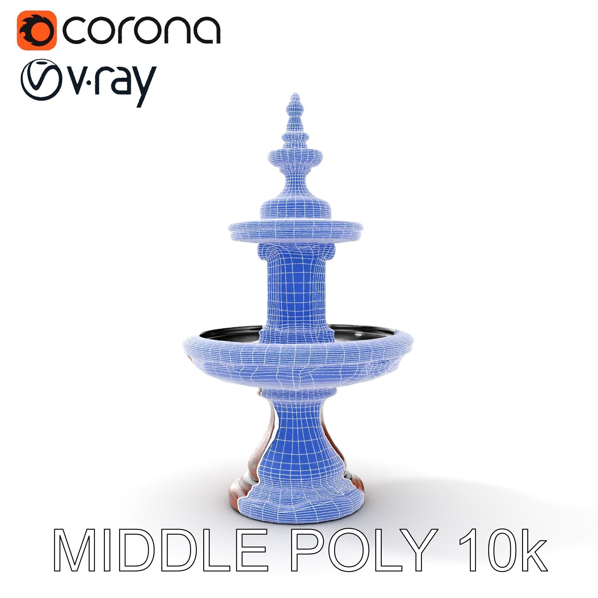 Rustic Ornamental Fountain Model Pack Low-poly 3D model_18