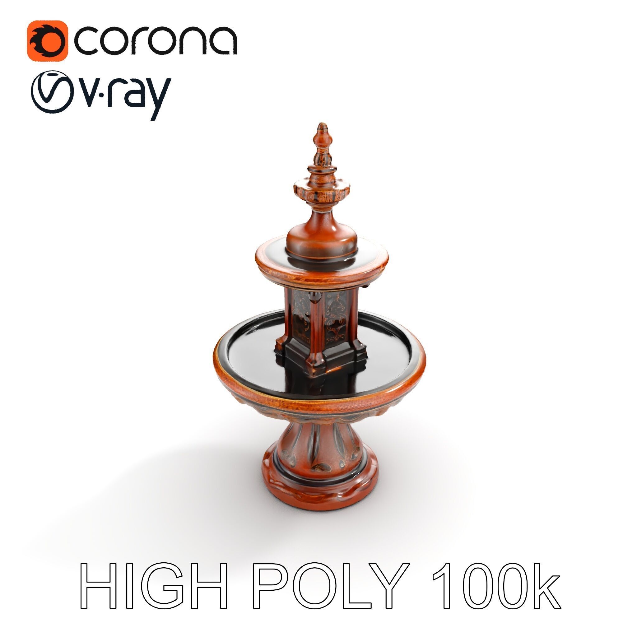 Rustic Ornamental Fountain Model Pack Low-poly 3D model_11