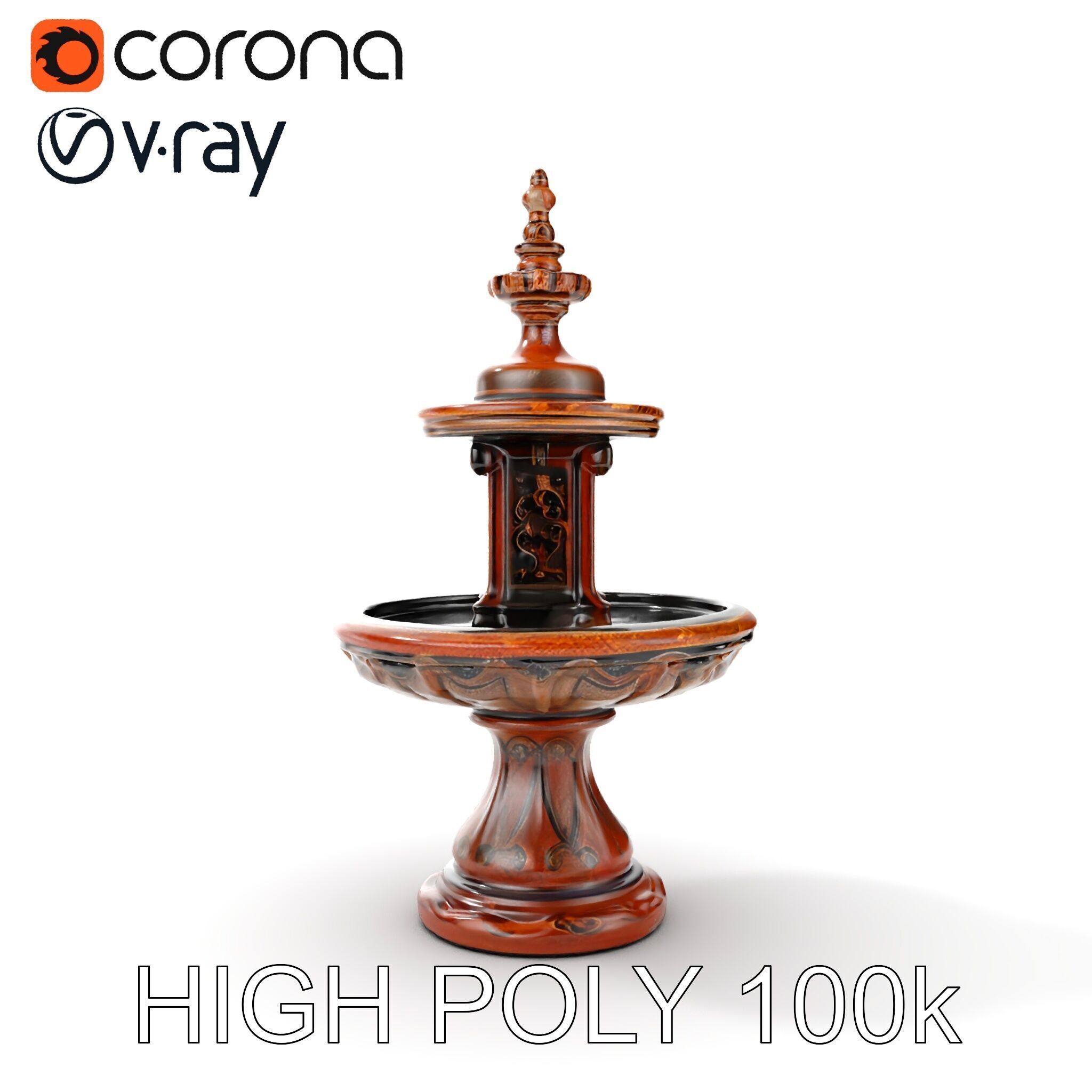 Rustic Ornamental Fountain Model Pack Low-poly 3D model_14