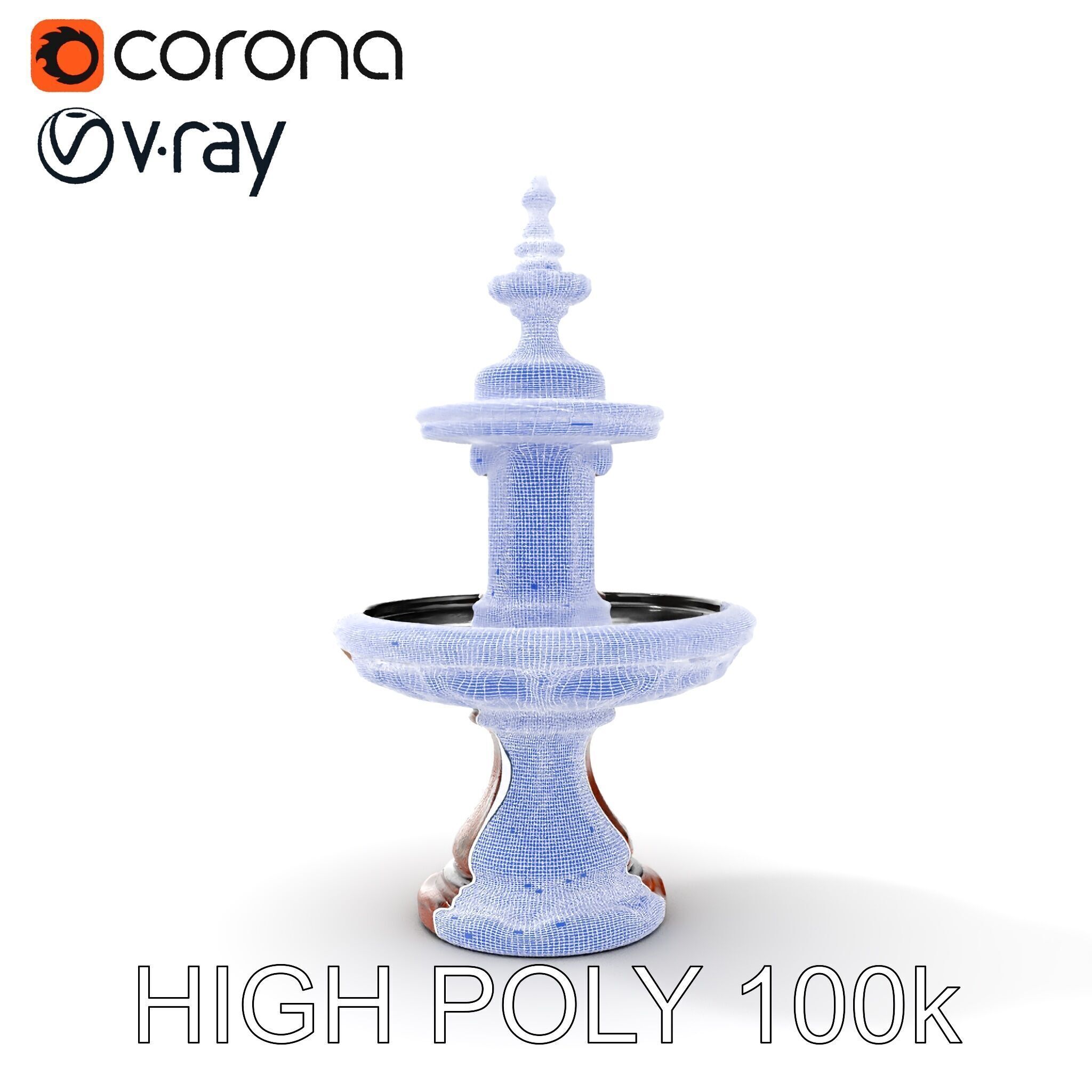 Rustic Ornamental Fountain Model Pack Low-poly 3D model_36