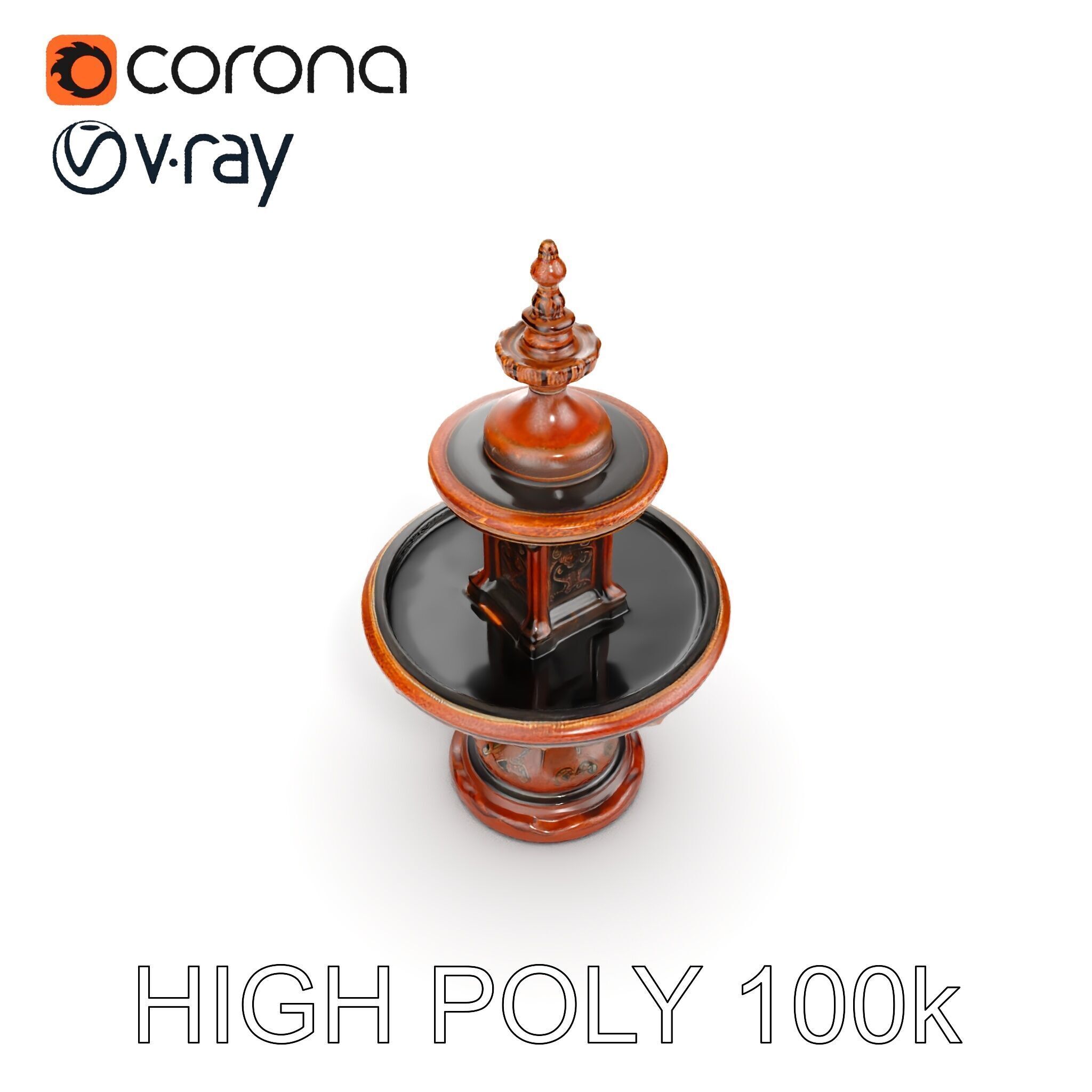 Rustic Ornamental Fountain Model Pack Low-poly 3D model_20