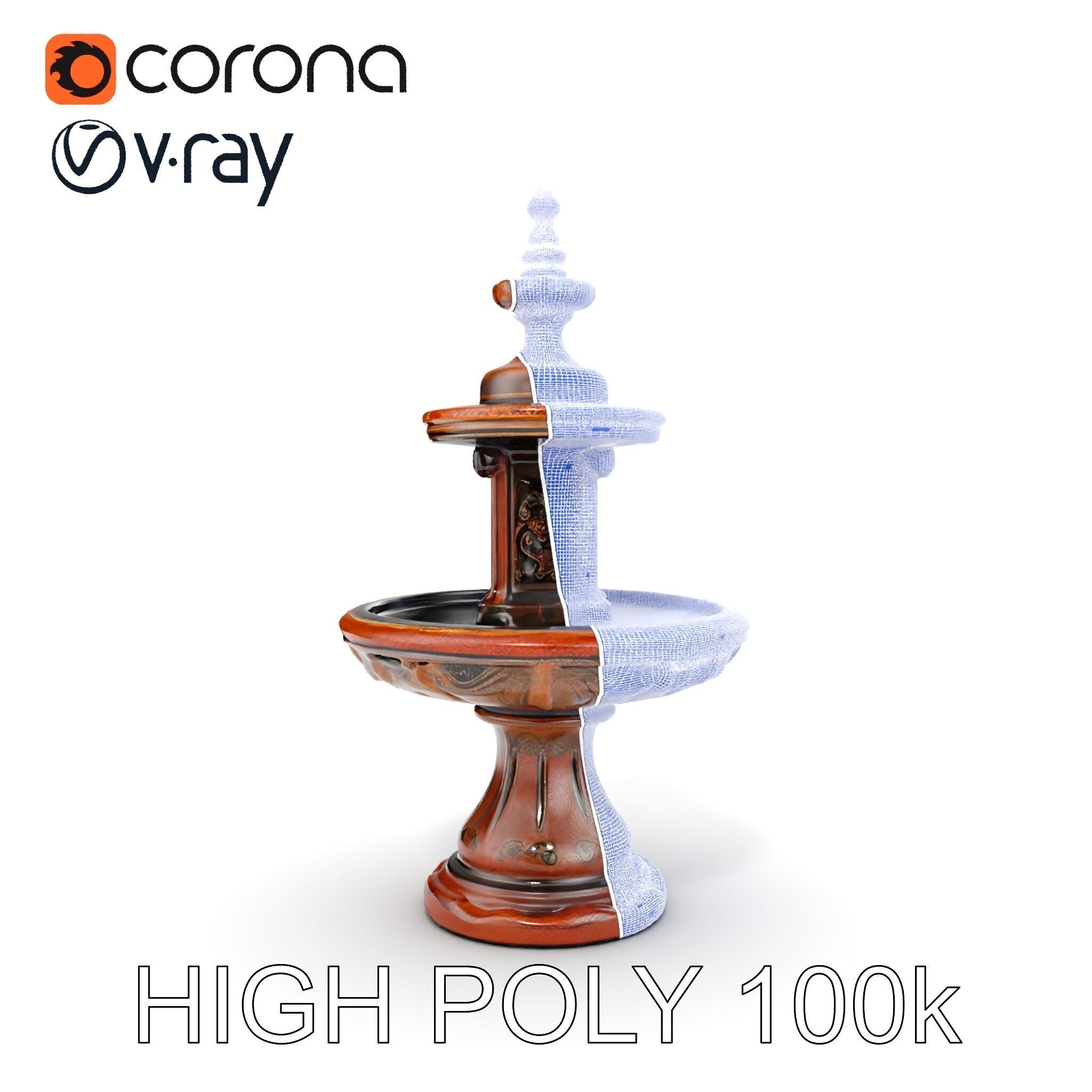 Rustic Ornamental Fountain Model Pack Low-poly 3D model_33