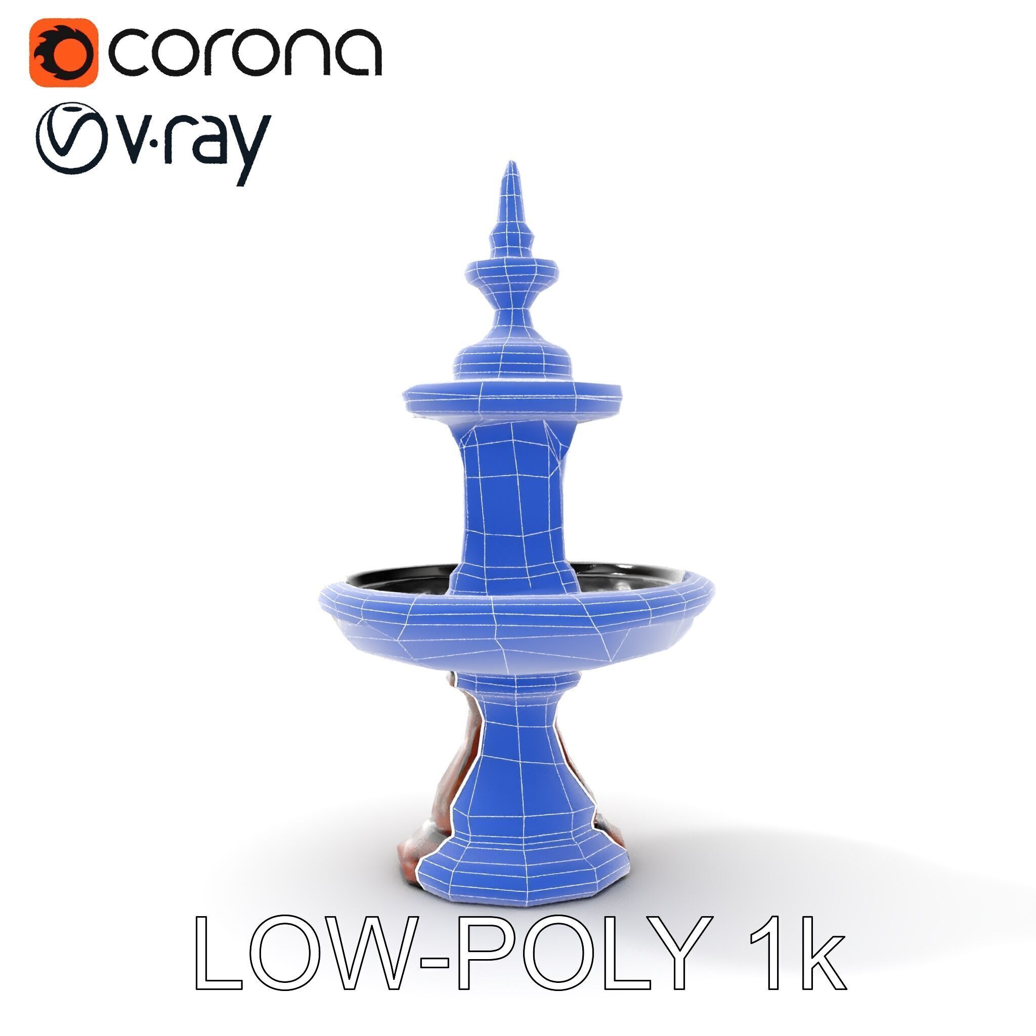 Rustic Ornamental Fountain Model Pack Low-poly 3D model_26
