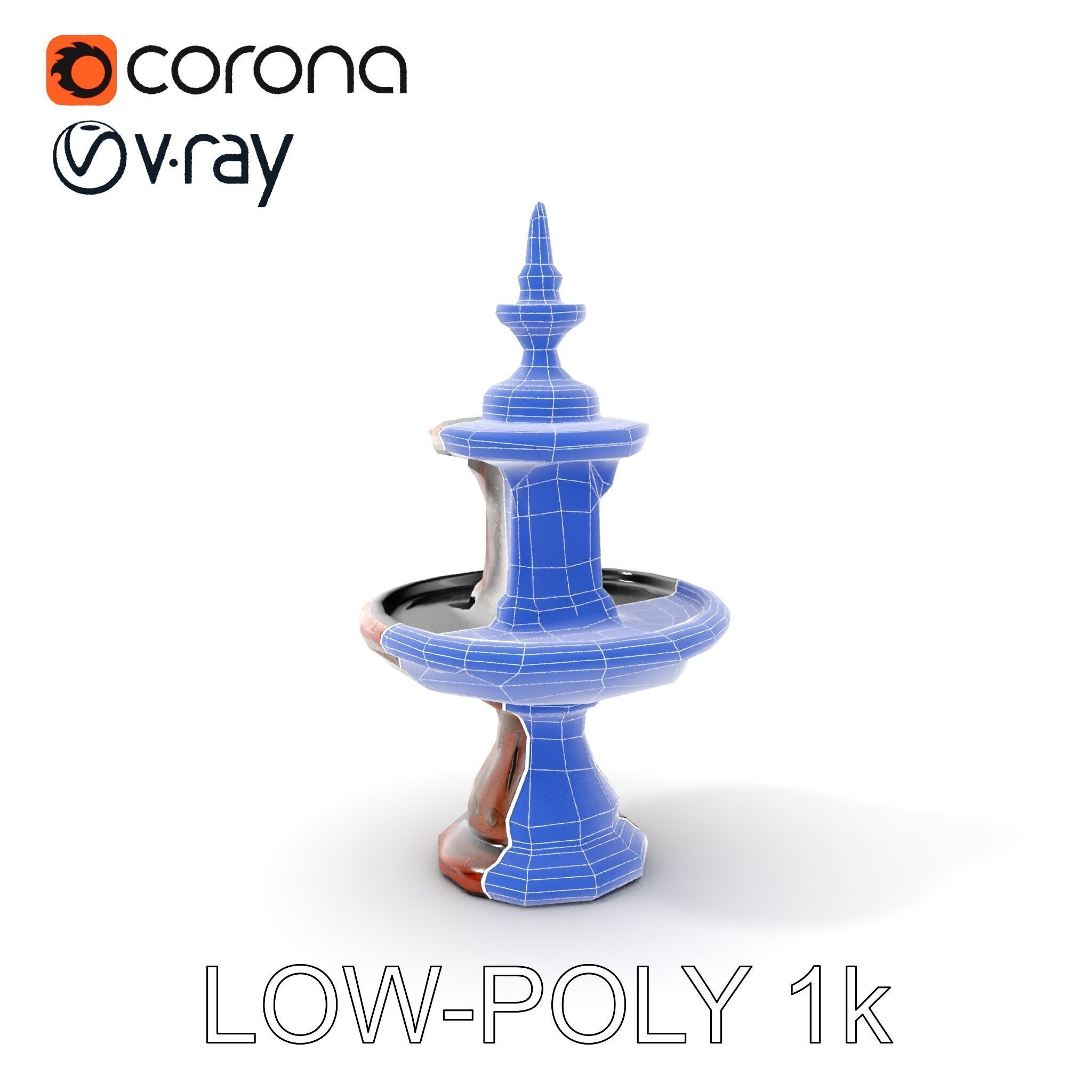 Rustic Ornamental Fountain Model Pack Low-poly 3D model_19