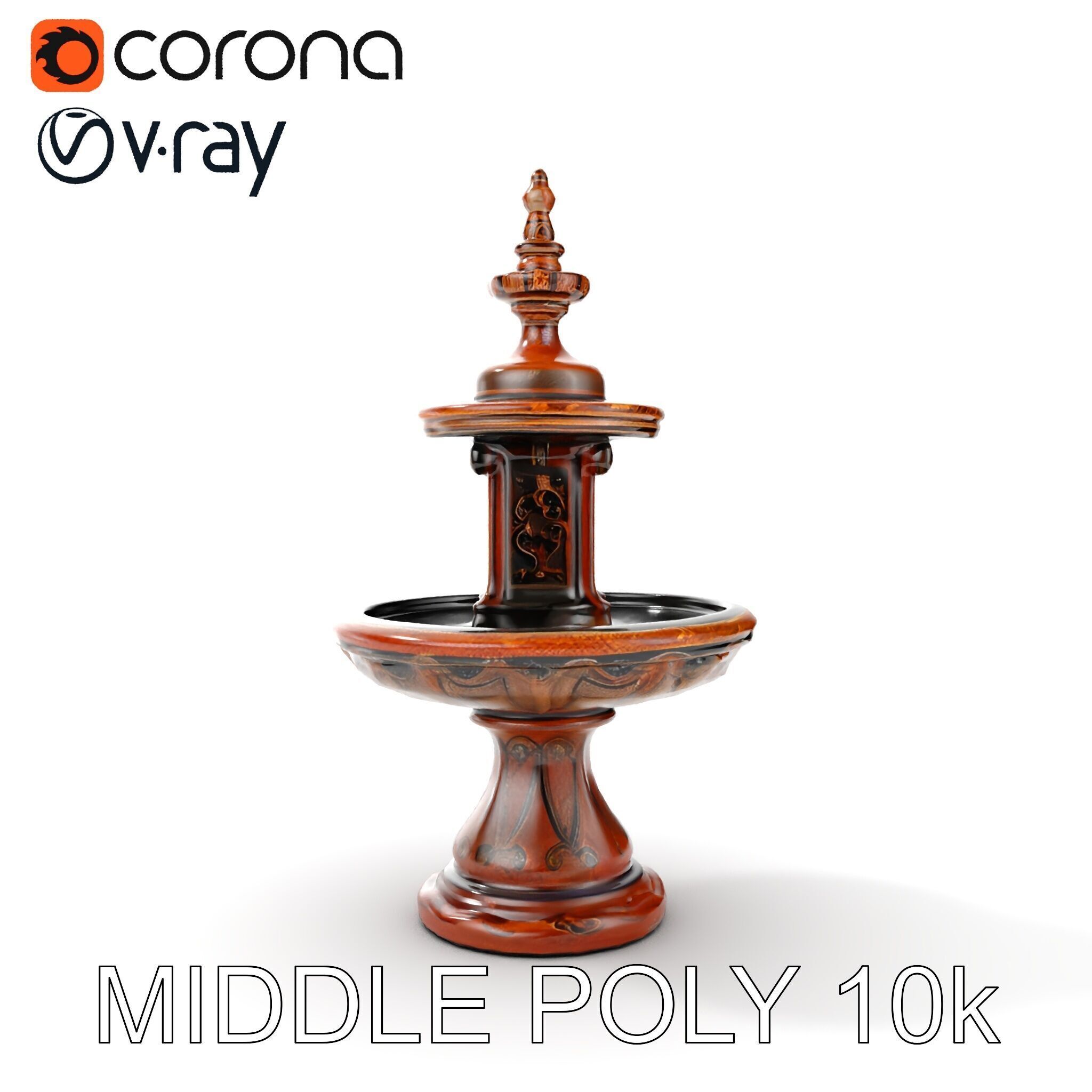 Rustic Ornamental Fountain Model Pack Low-poly 3D model_25