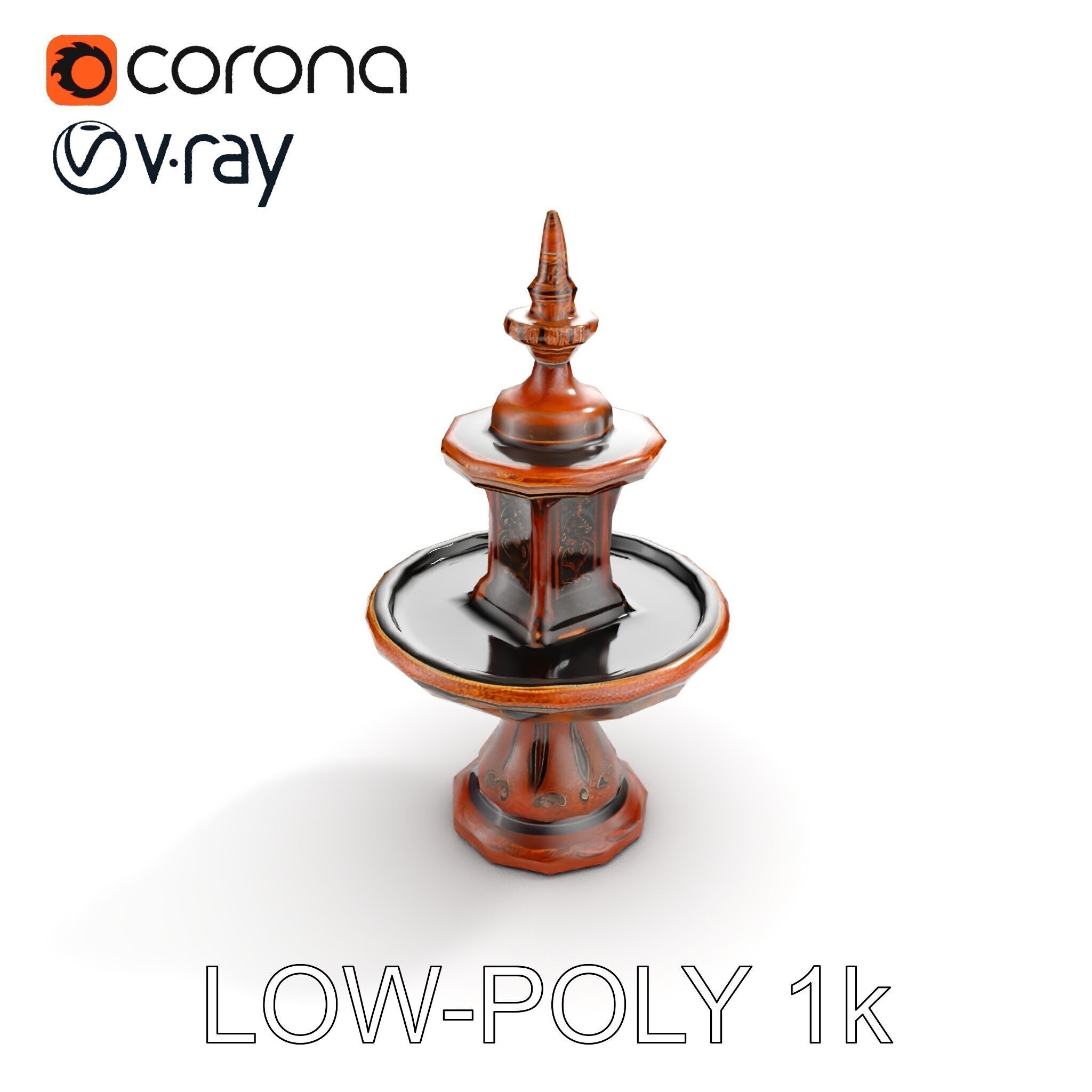 Rustic Ornamental Fountain Model Pack Low-poly 3D model_13