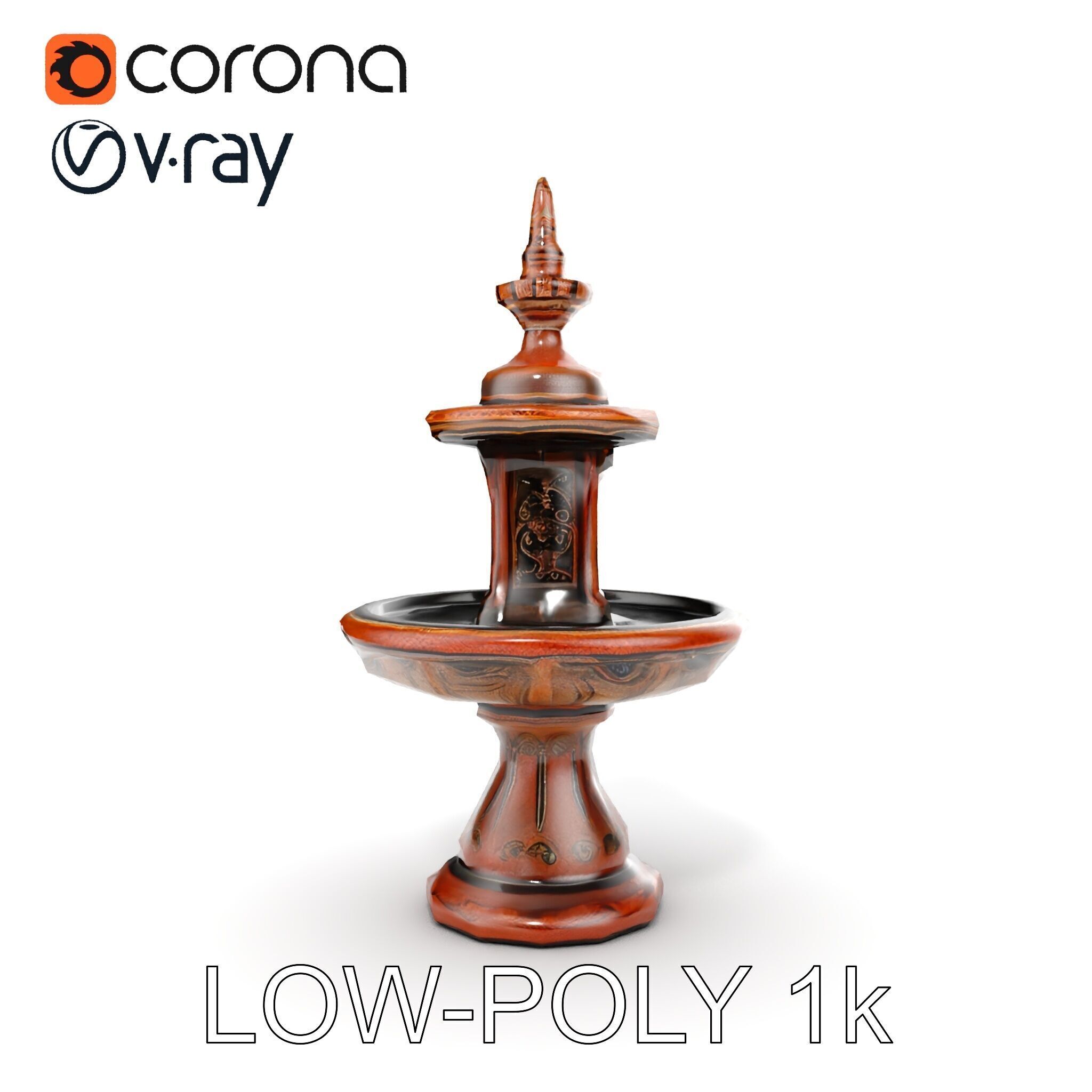 Rustic Ornamental Fountain Model Pack Low-poly 3D model_29