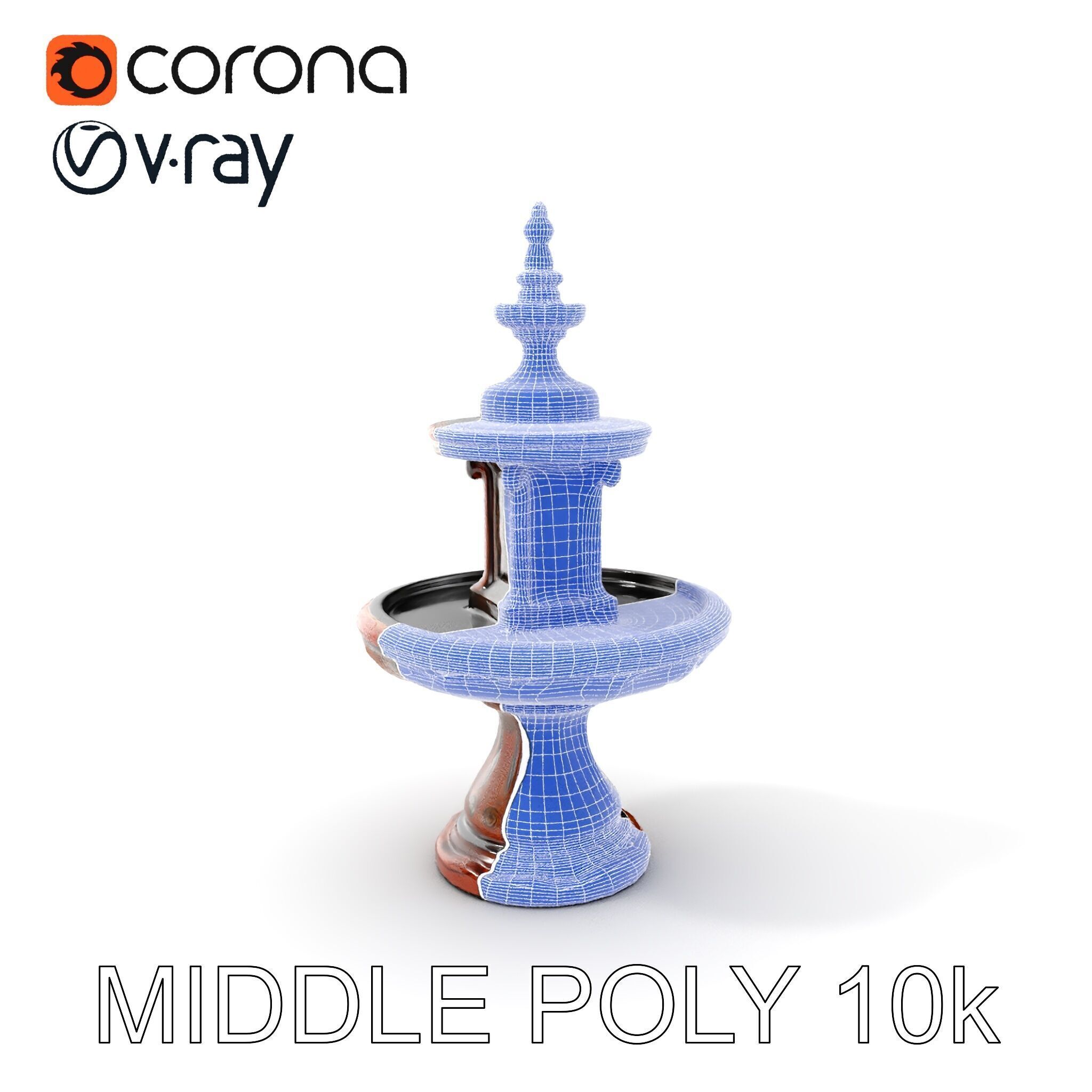 Rustic Ornamental Fountain Model Pack Low-poly 3D model_28