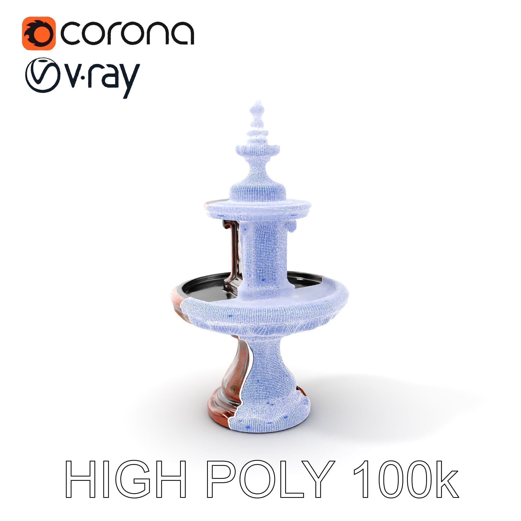 Rustic Ornamental Fountain Model Pack Low-poly 3D model_5