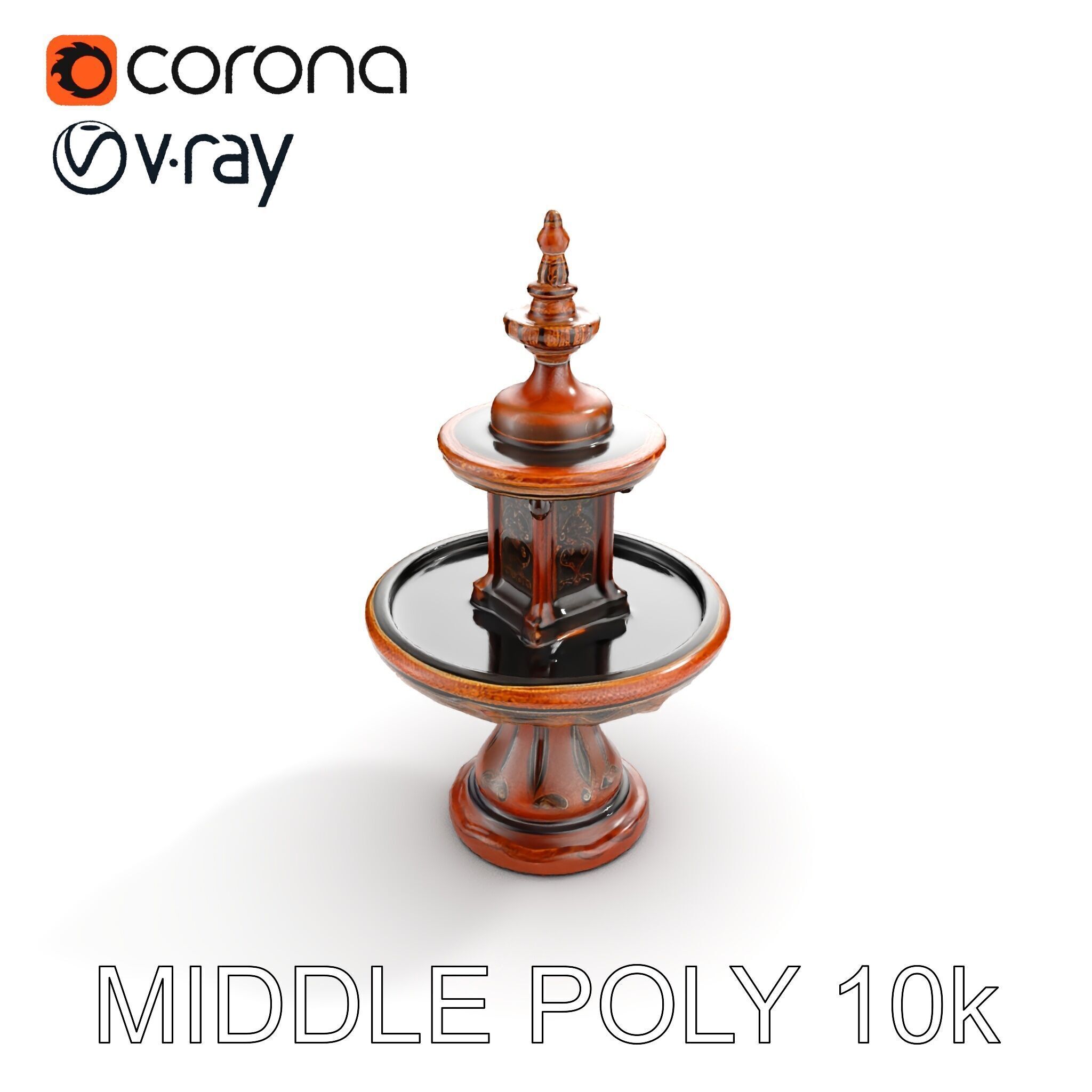 Rustic Ornamental Fountain Model Pack Low-poly 3D model_7