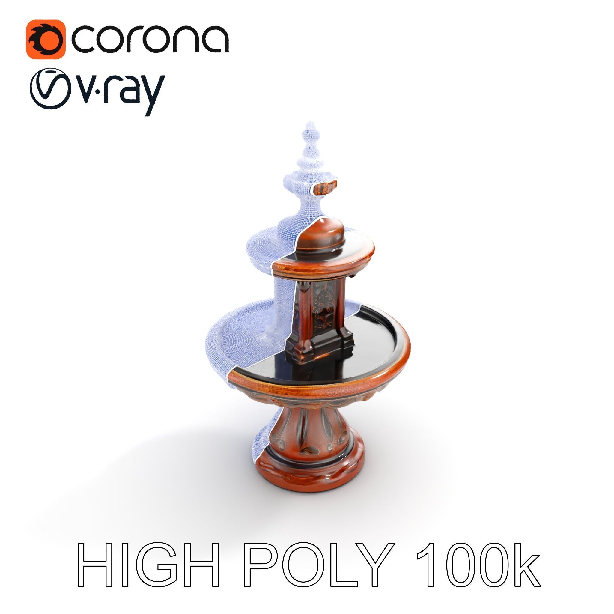 Rustic Ornamental Fountain Model Pack Low-poly 3D model_30