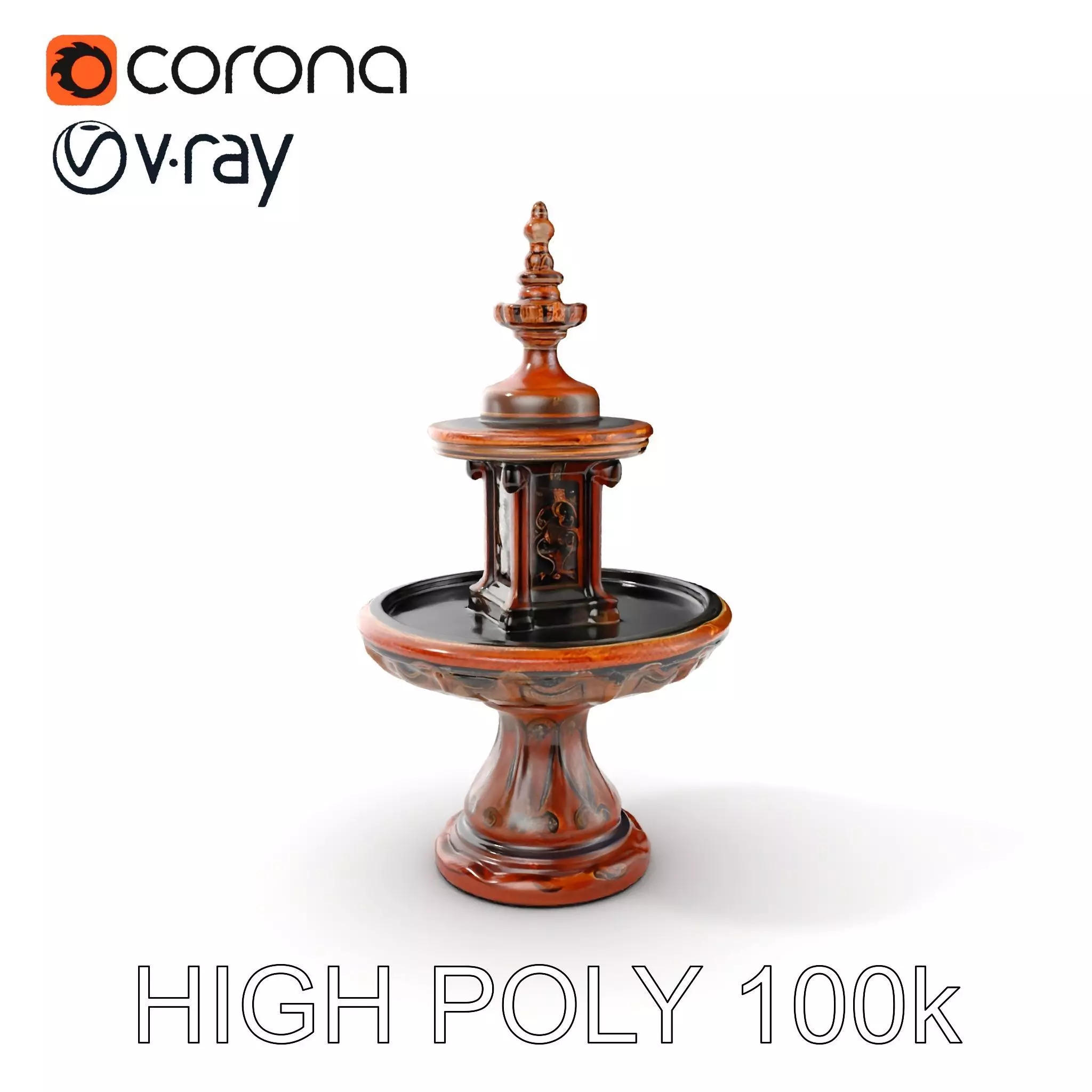 Rustic Ornamental Fountain Model Pack Low-poly 3D model_0