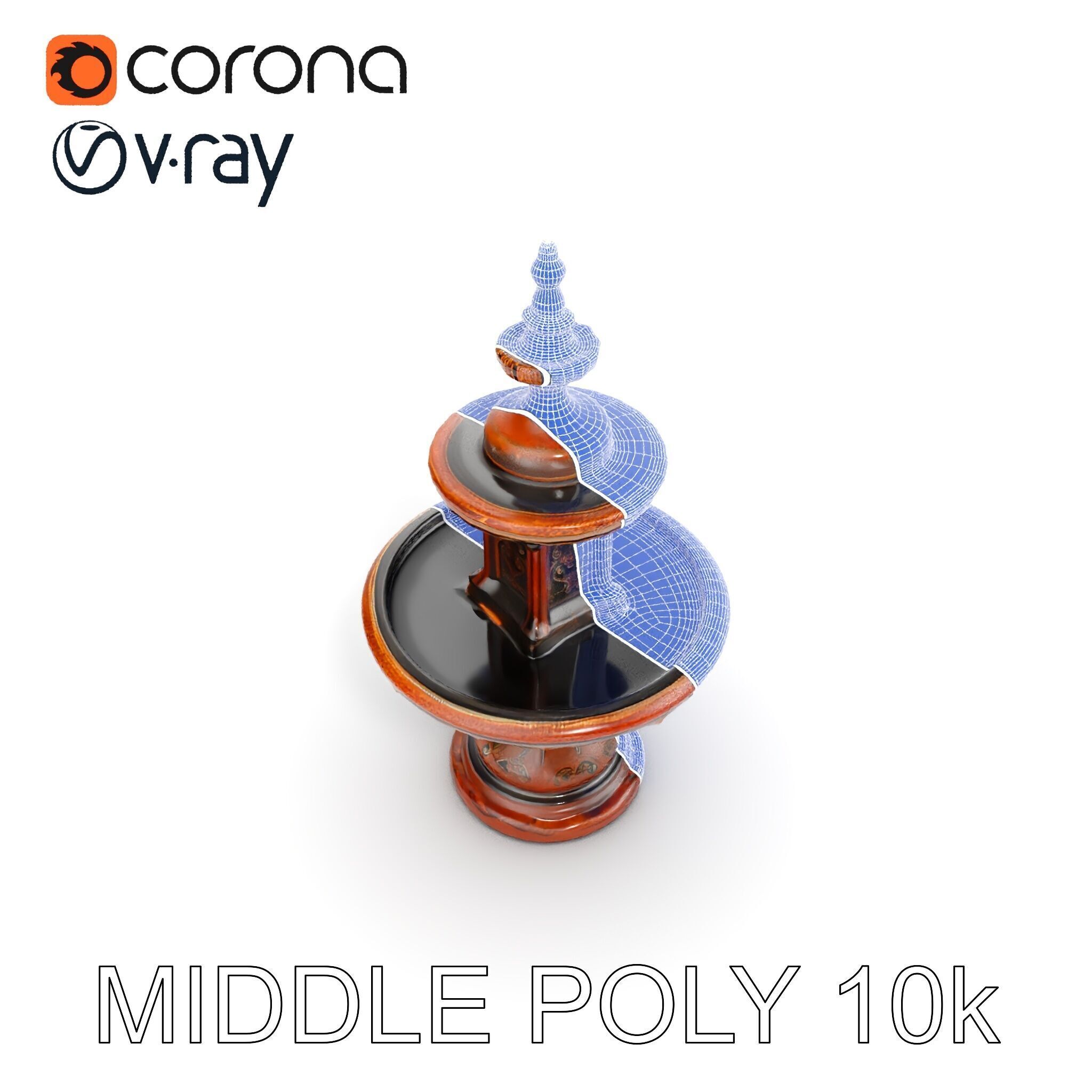 Rustic Ornamental Fountain Model Pack Low-poly 3D model_12