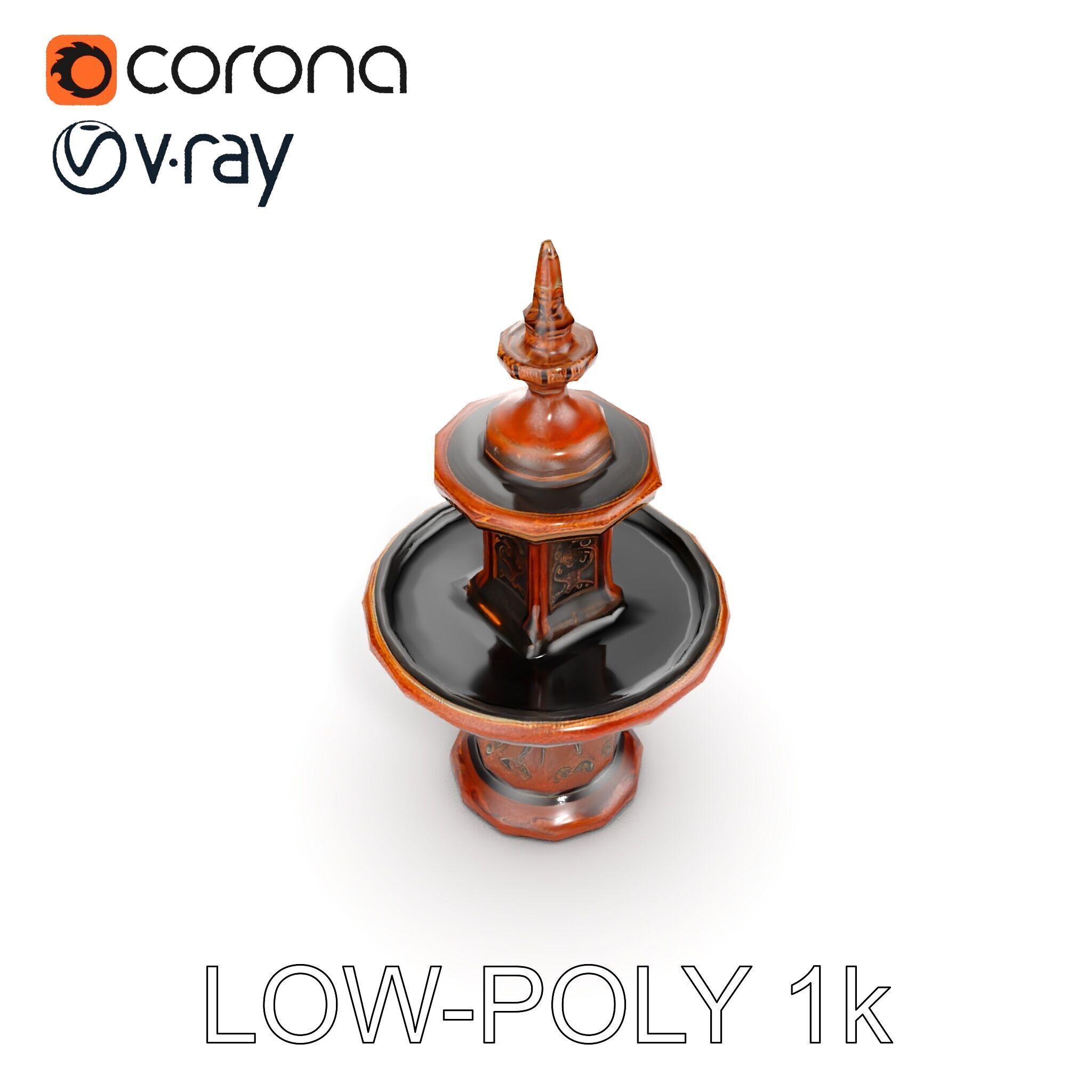 Rustic Ornamental Fountain Model Pack Low-poly 3D model_24