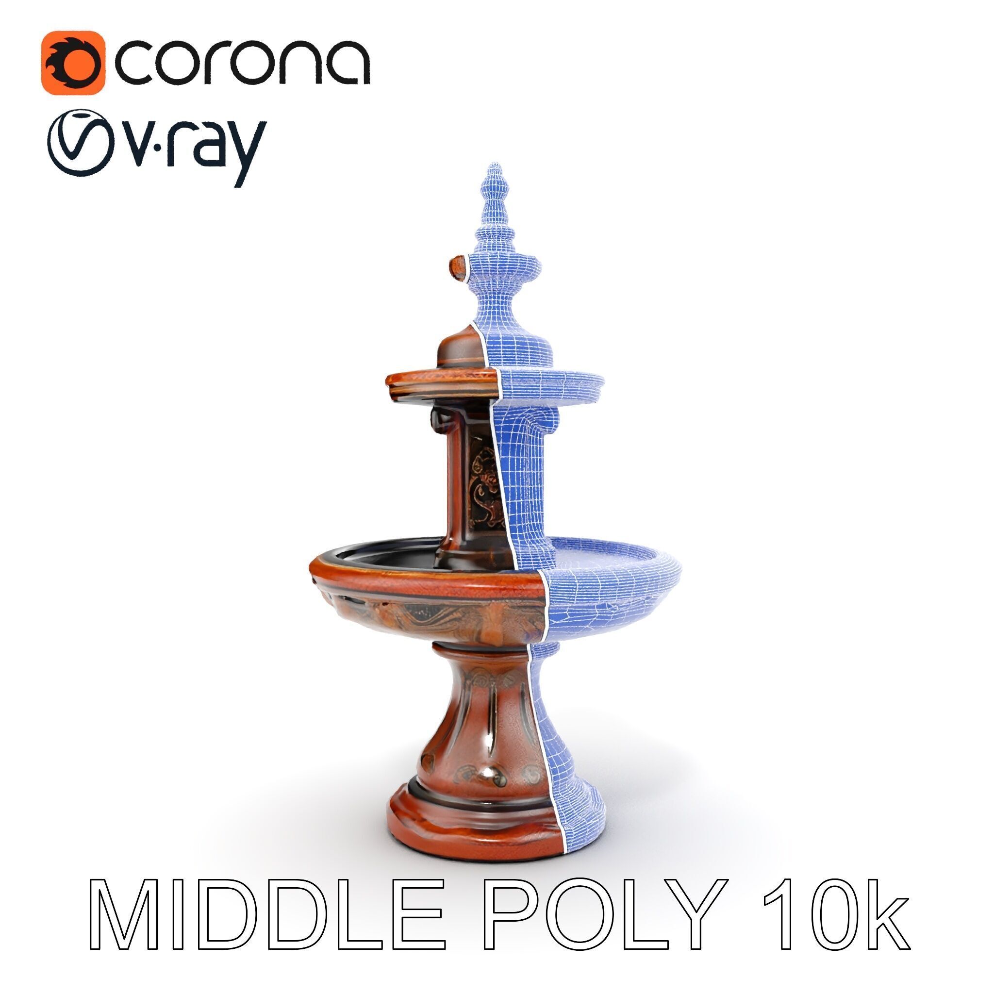 Rustic Ornamental Fountain Model Pack Low-poly 3D model_31