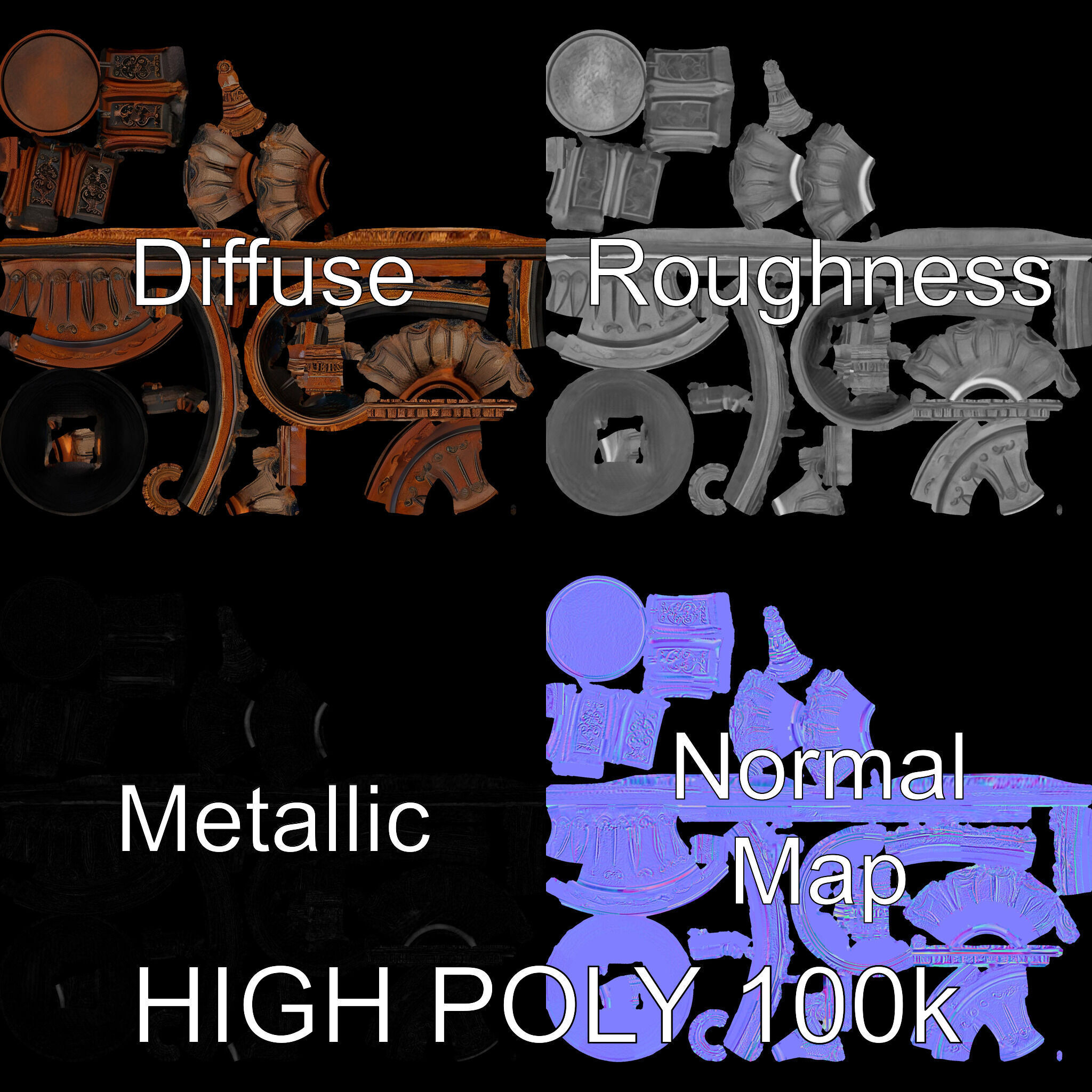 Rustic Ornamental Fountain Model Pack Low-poly 3D model_4