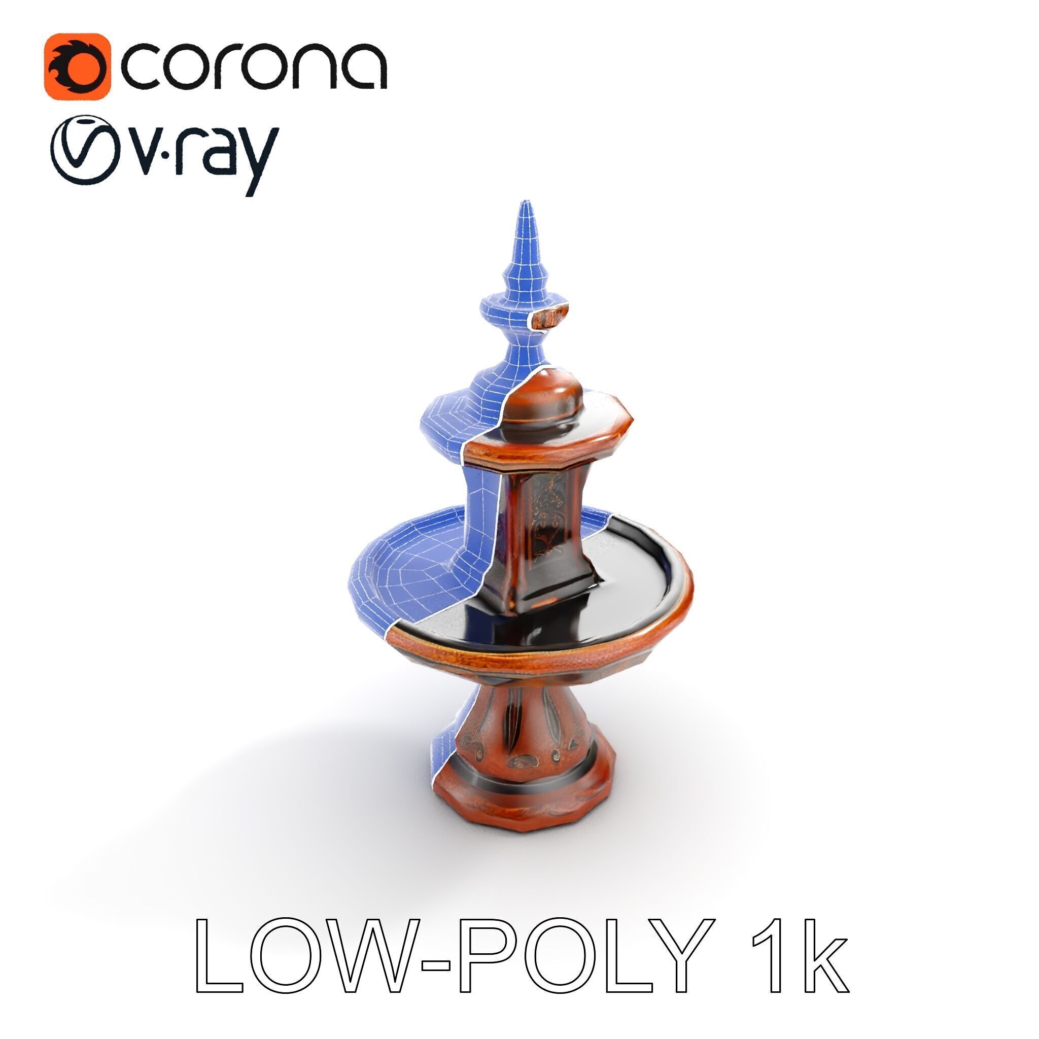 Rustic Ornamental Fountain Model Pack Low-poly 3D model_22
