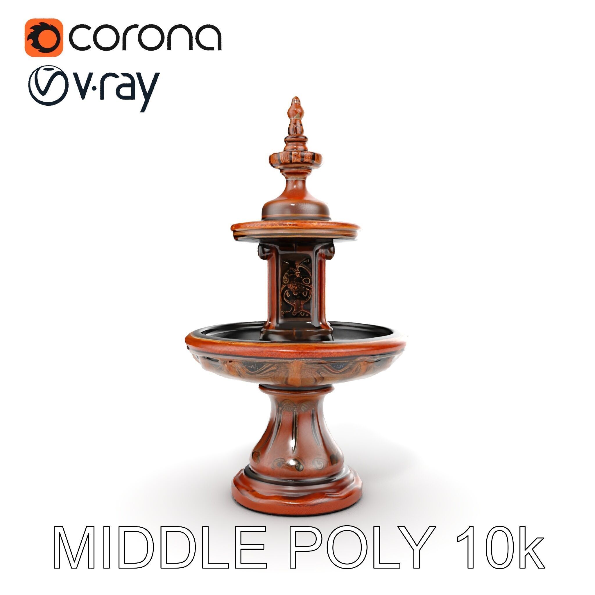 Rustic Ornamental Fountain Model Pack Low-poly 3D model_21