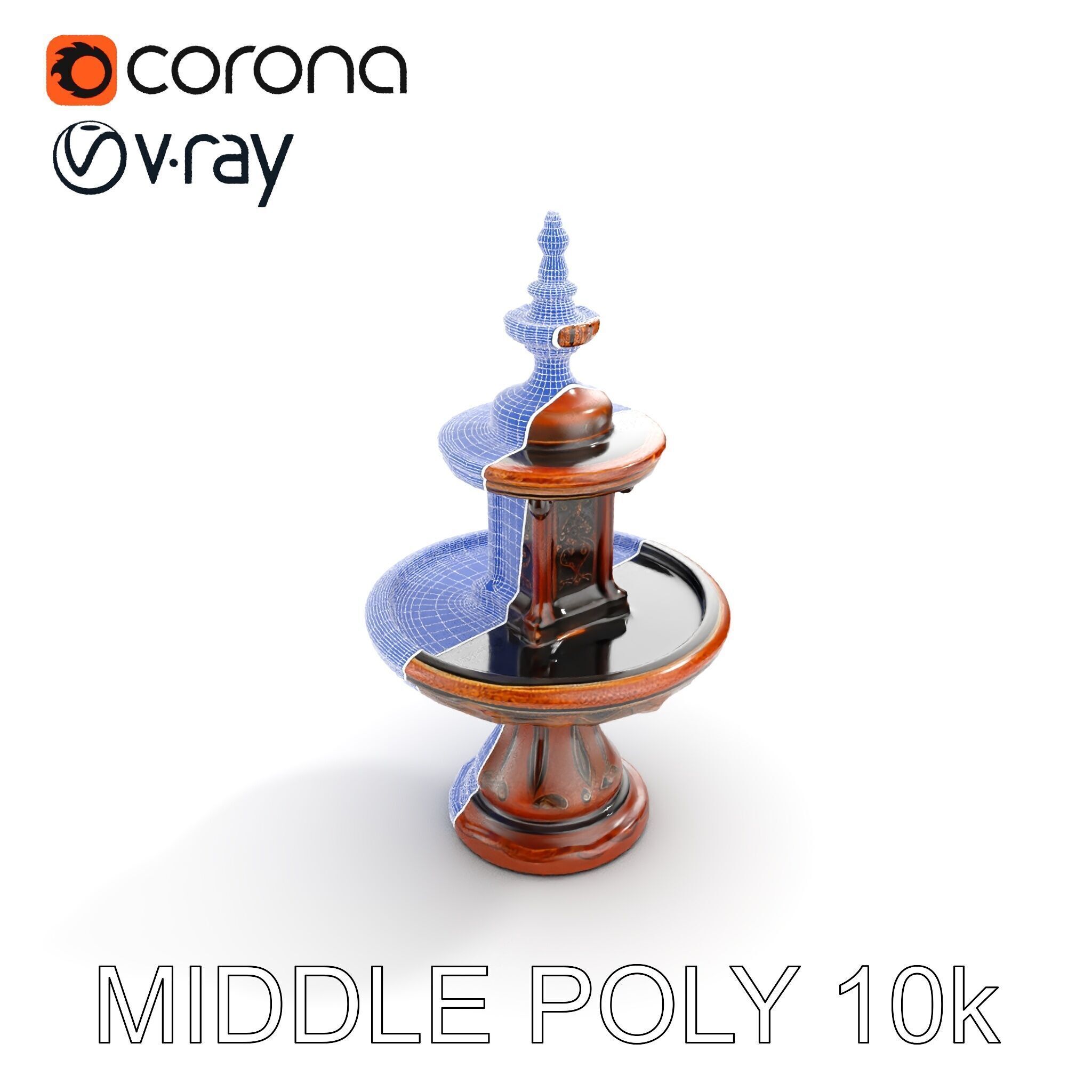Rustic Ornamental Fountain Model Pack Low-poly 3D model_9