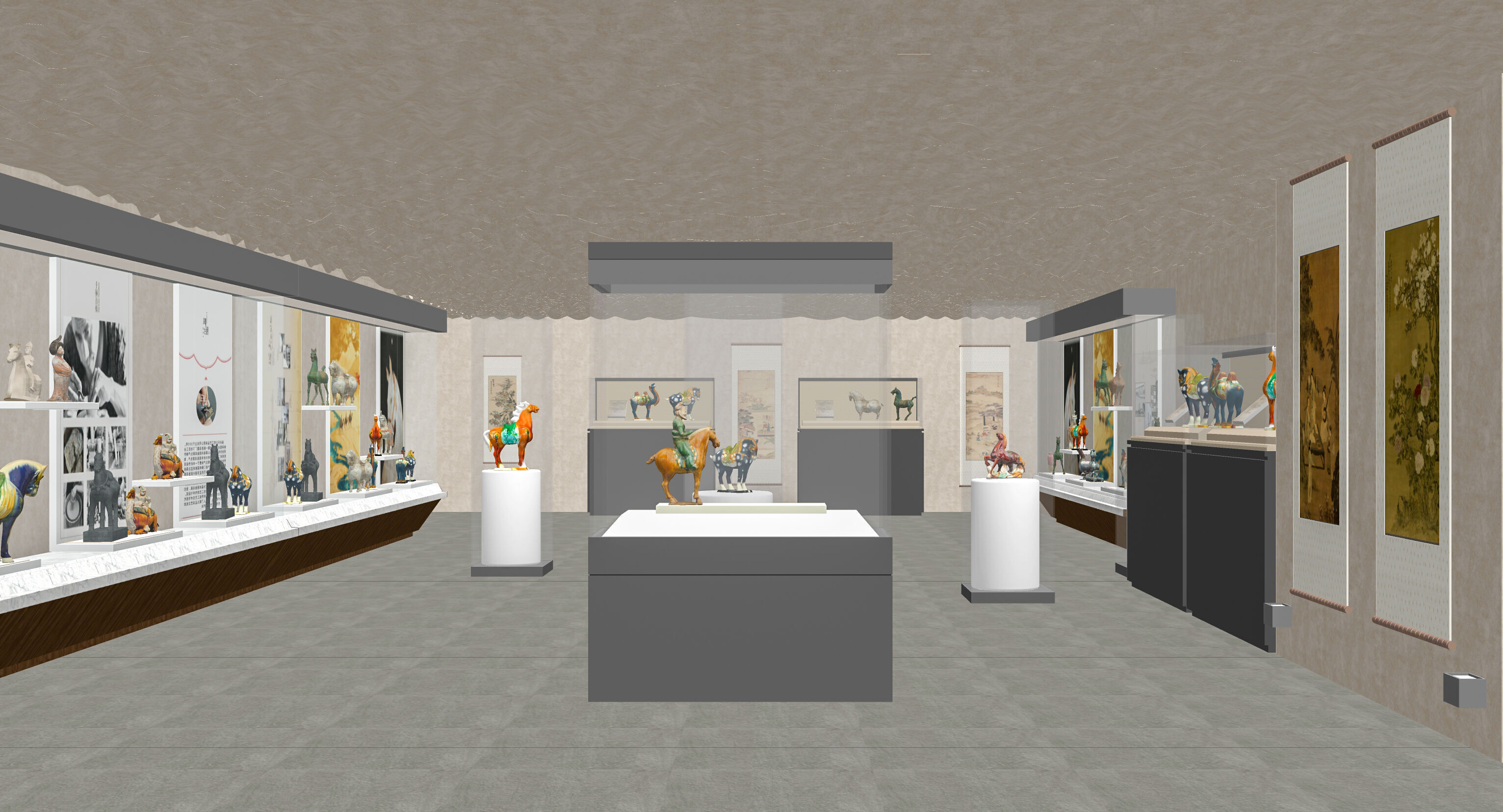 Modern New Chinese Museum Exhibition Hall 3D model_1