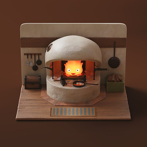 Calcifer Fireplace Diorama Lamp 3D Printable Howls Moving Castle 3D print model