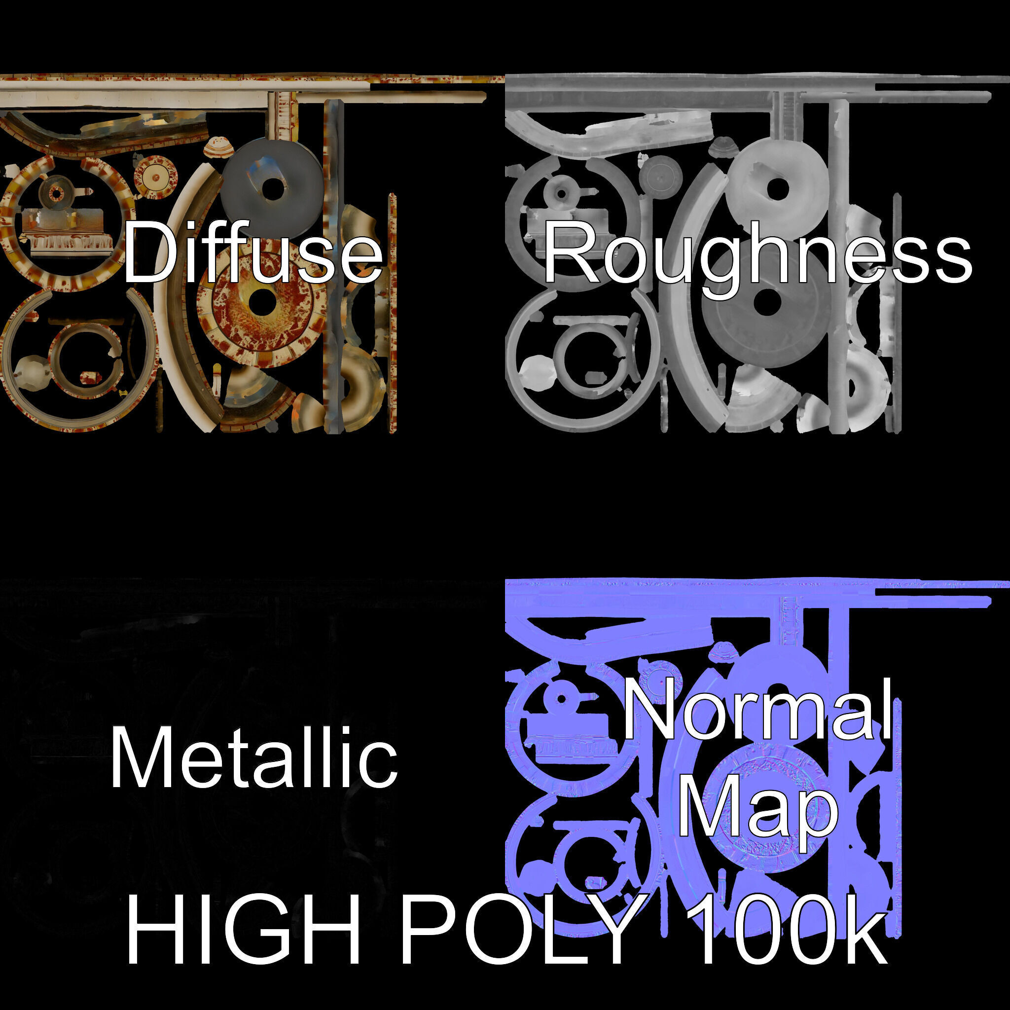 Ornate Stone Fountain Model Pack Low-poly 3D model_4