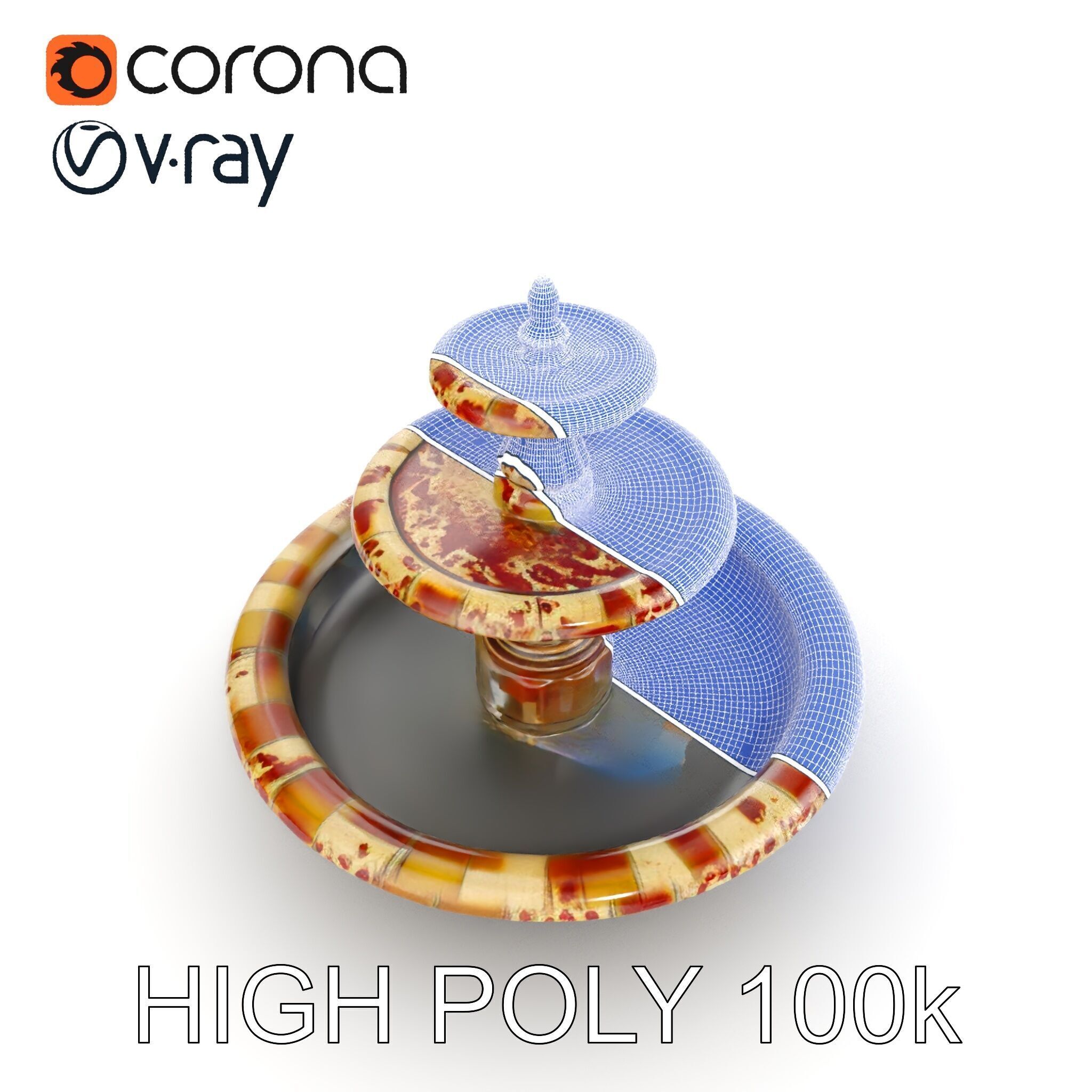 Ornate Stone Fountain Model Pack Low-poly 3D model_33