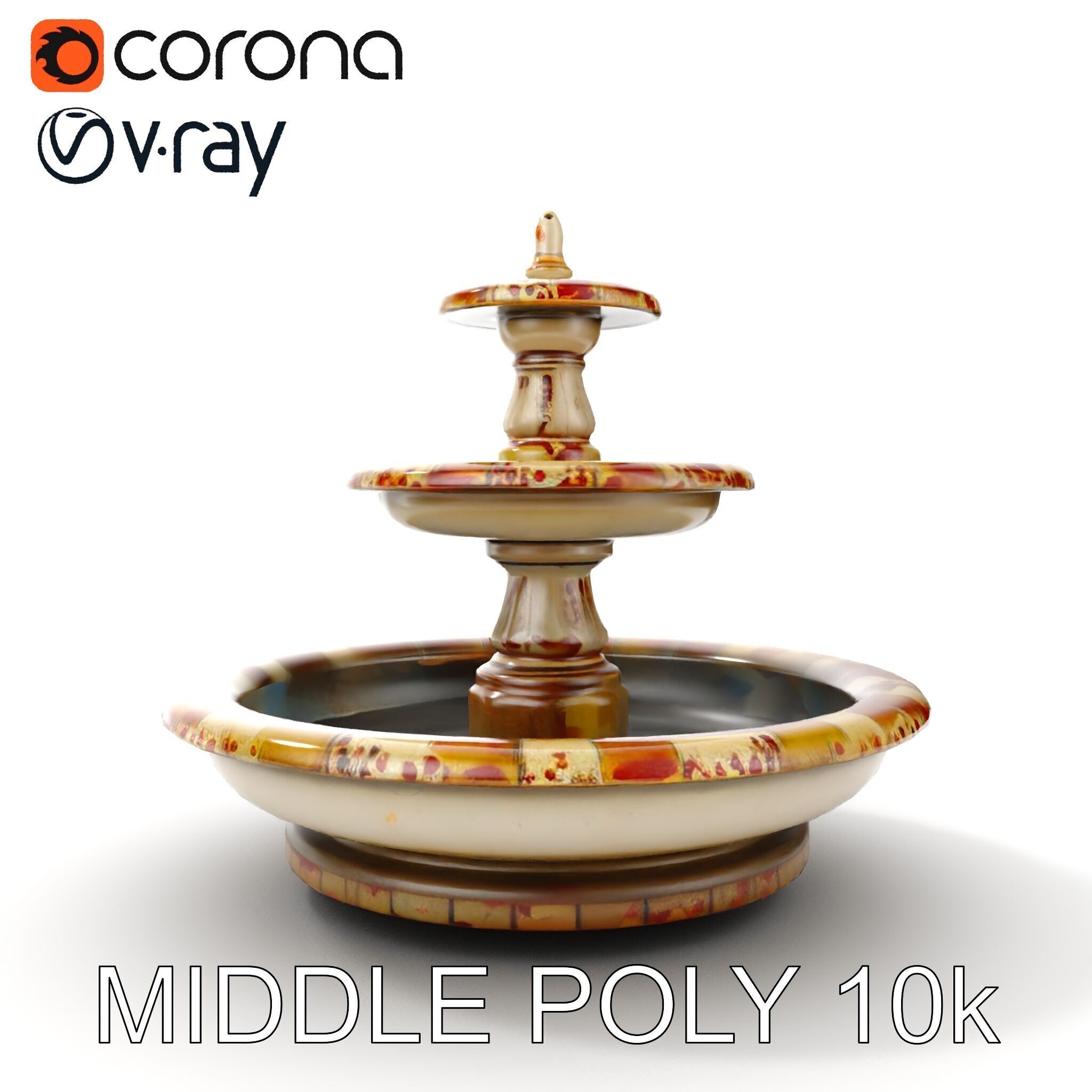 Ornate Stone Fountain Model Pack Low-poly 3D model_9