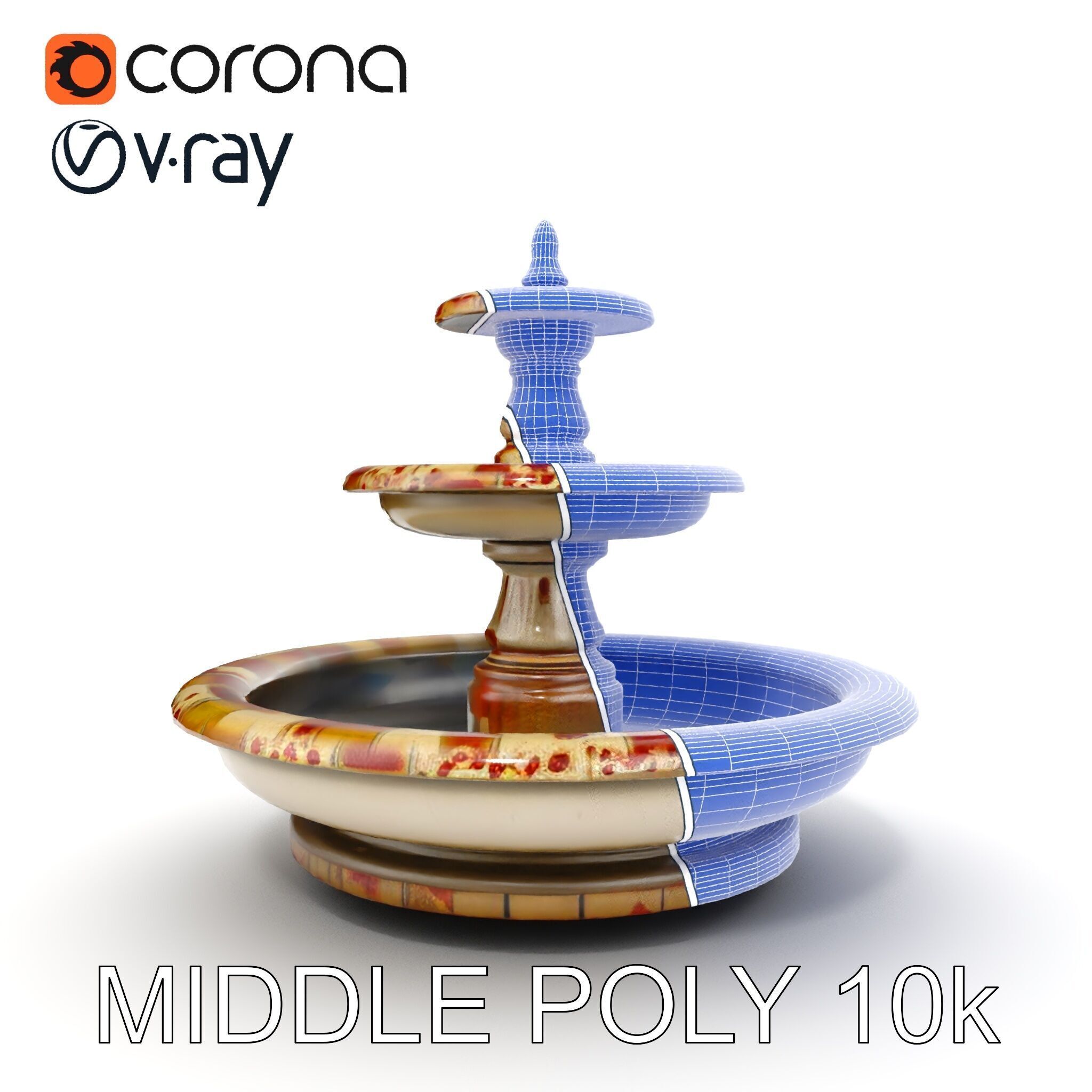 Ornate Stone Fountain Model Pack Low-poly 3D model_20