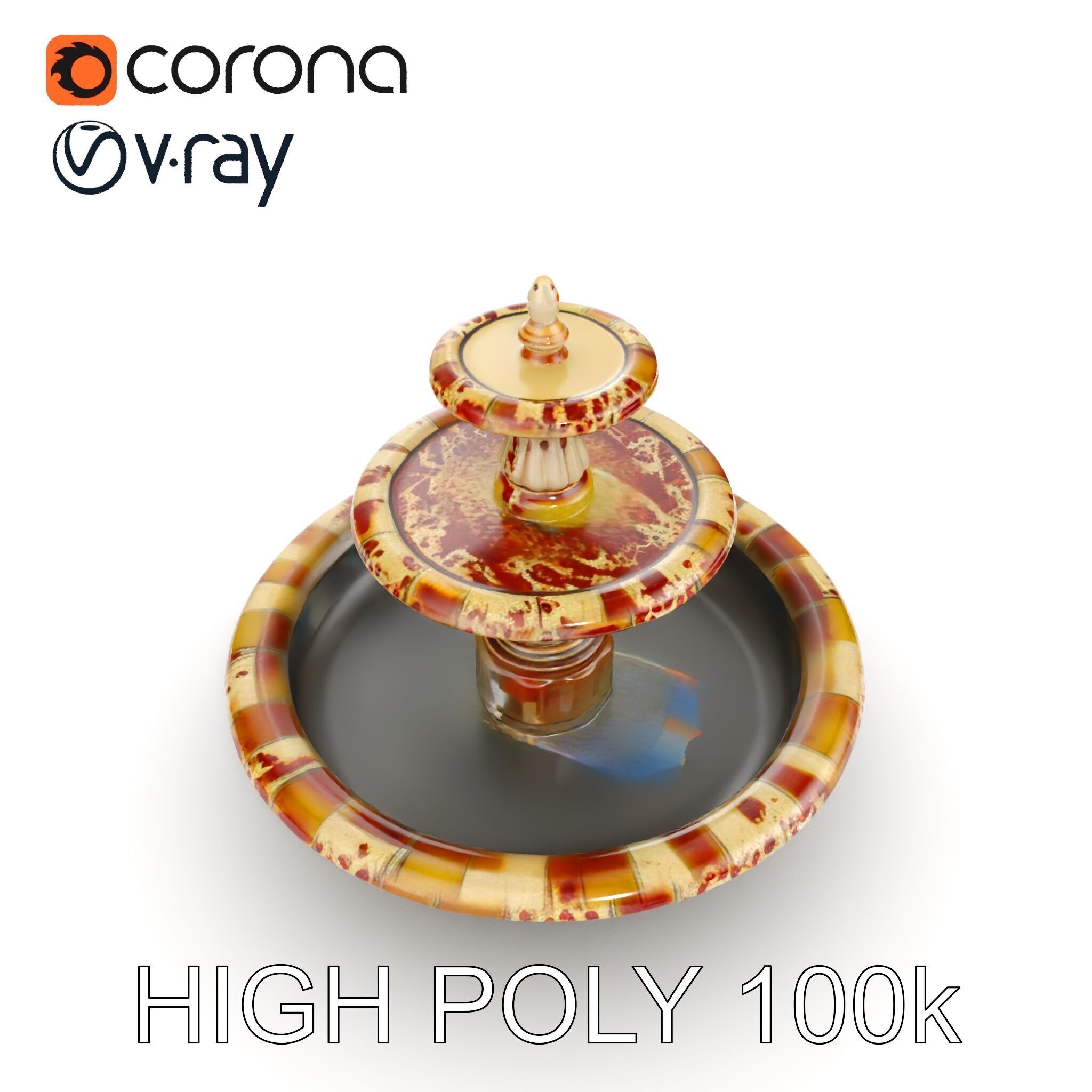 Ornate Stone Fountain Model Pack Low-poly 3D model_19