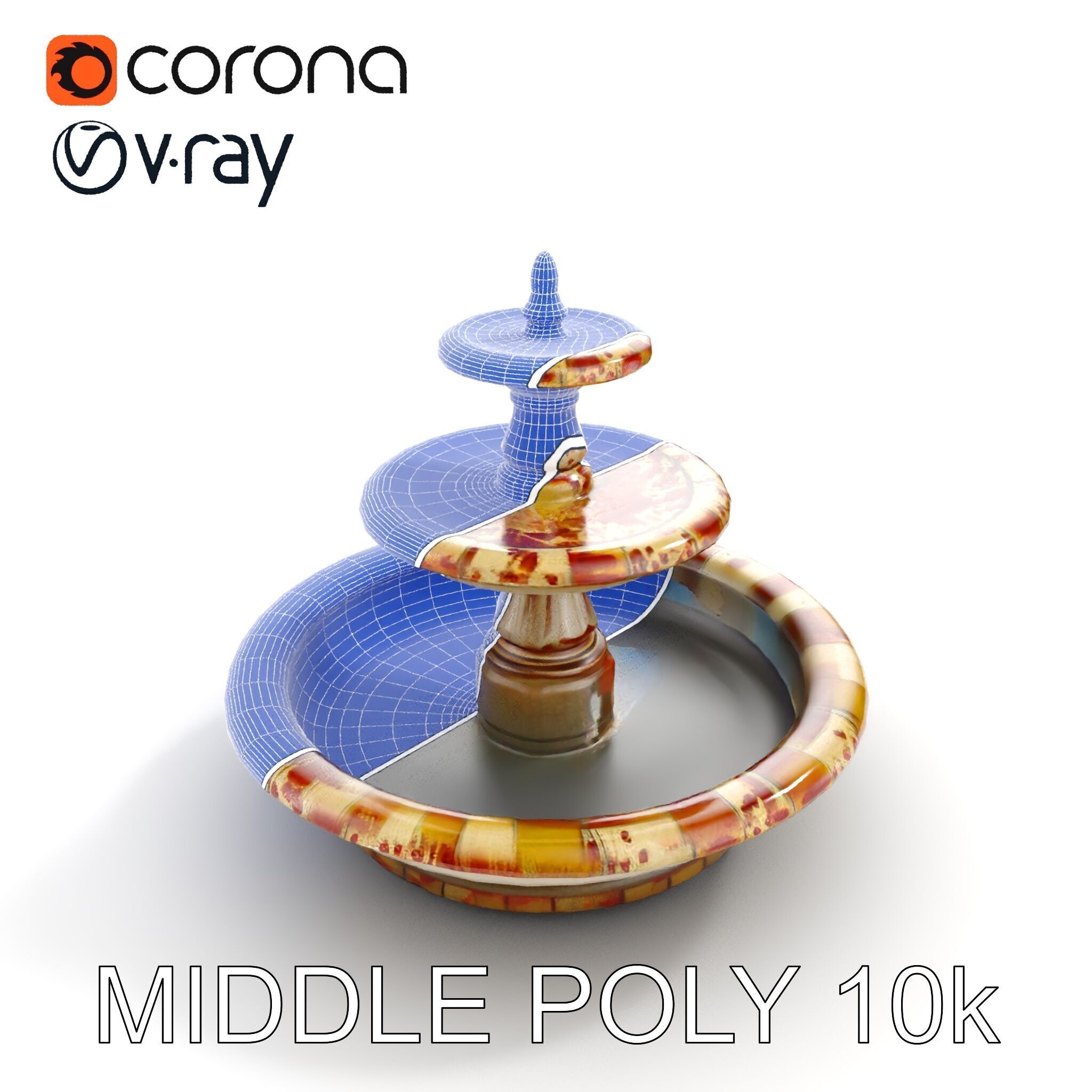 Ornate Stone Fountain Model Pack Low-poly 3D model_31