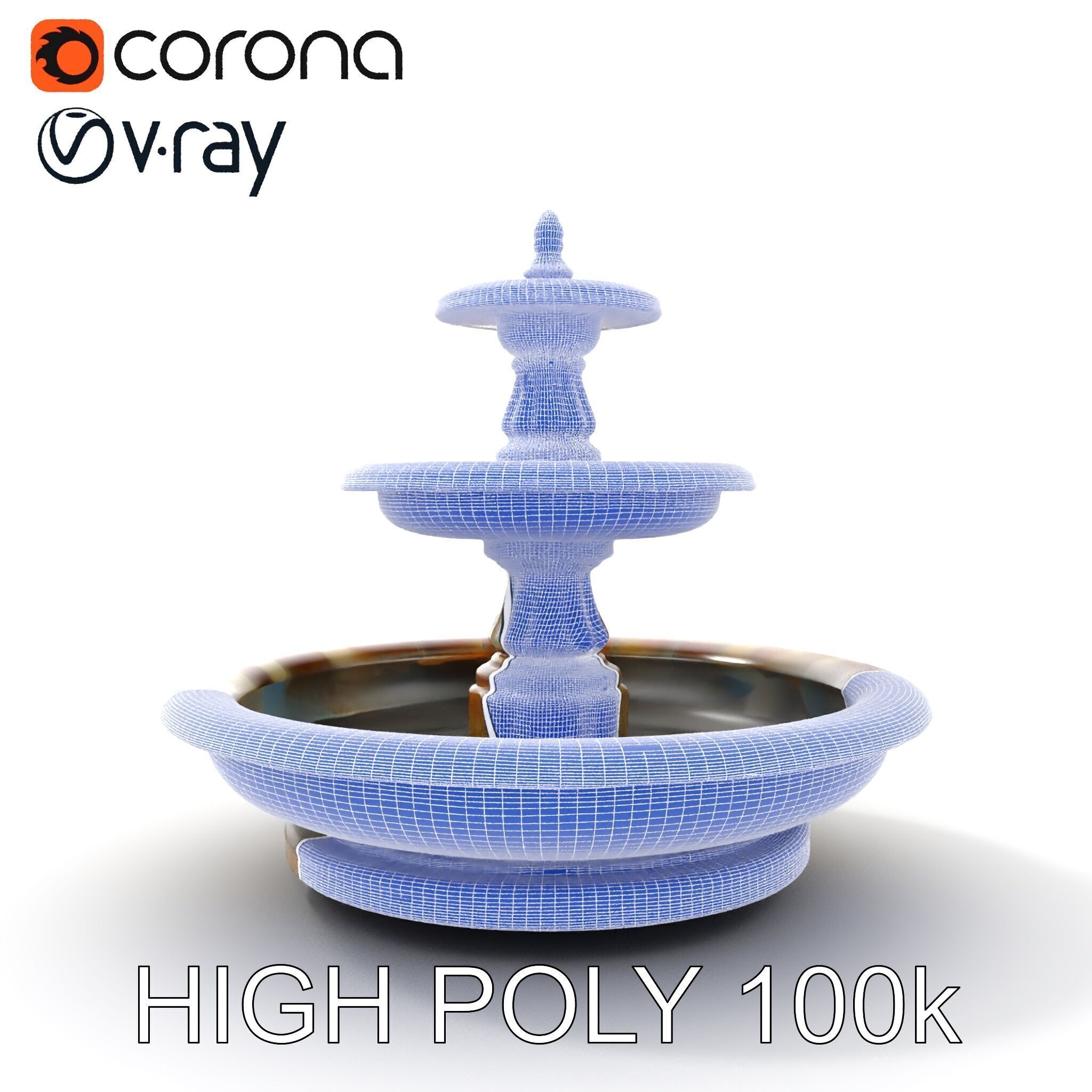 Ornate Stone Fountain Model Pack Low-poly 3D model_36