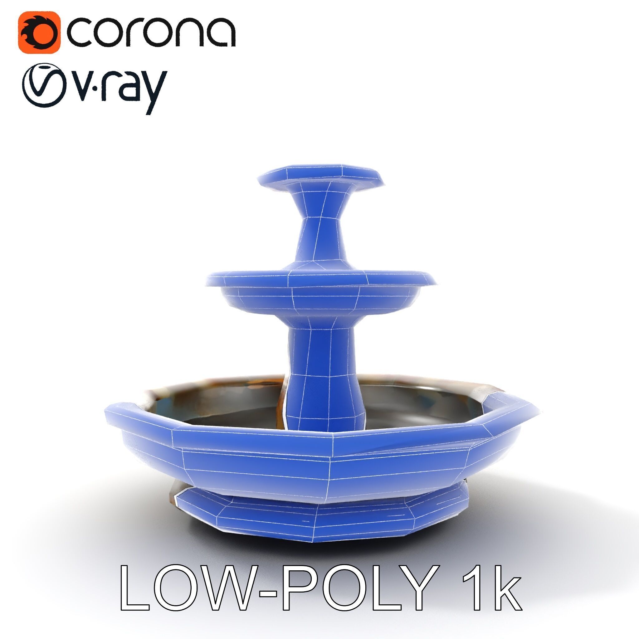 Ornate Stone Fountain Model Pack Low-poly 3D model_27