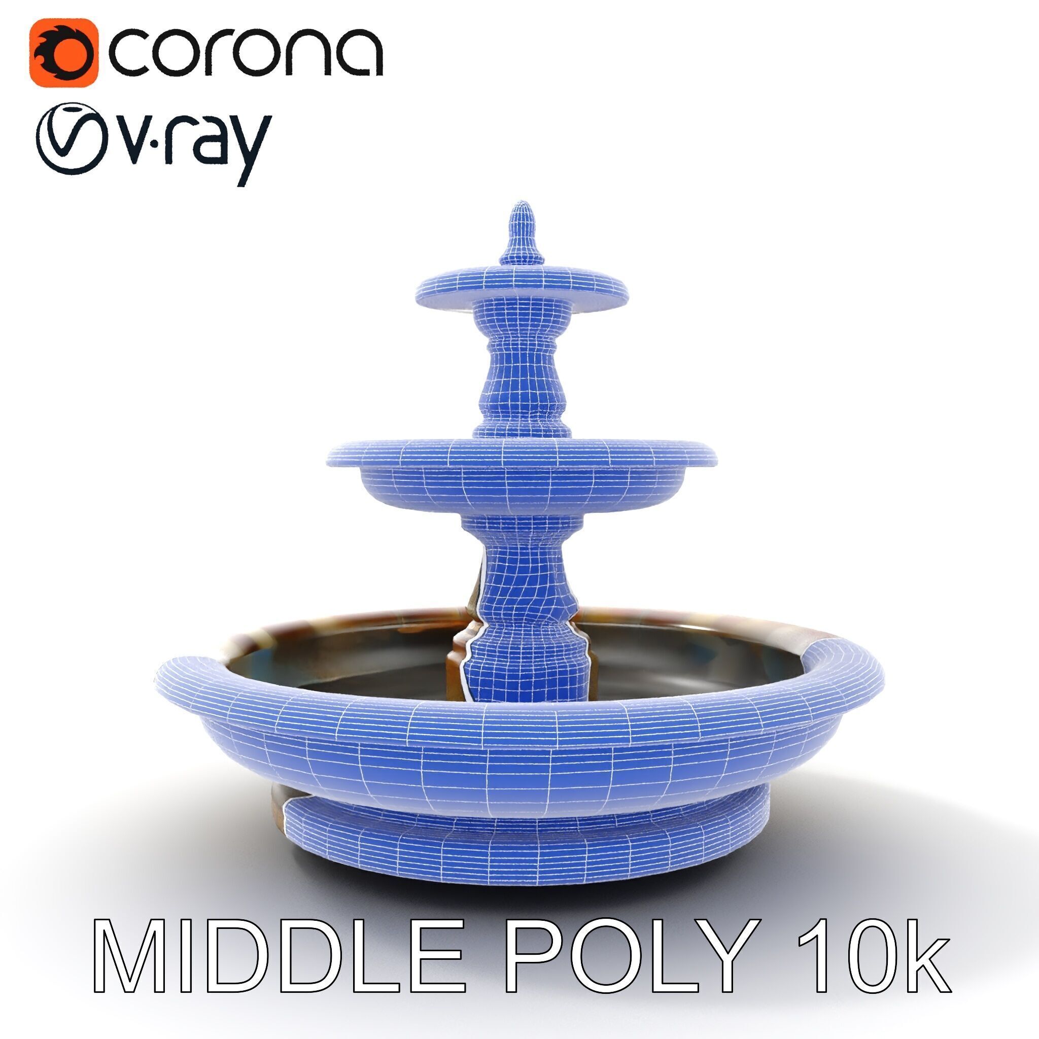 Ornate Stone Fountain Model Pack Low-poly 3D model_26