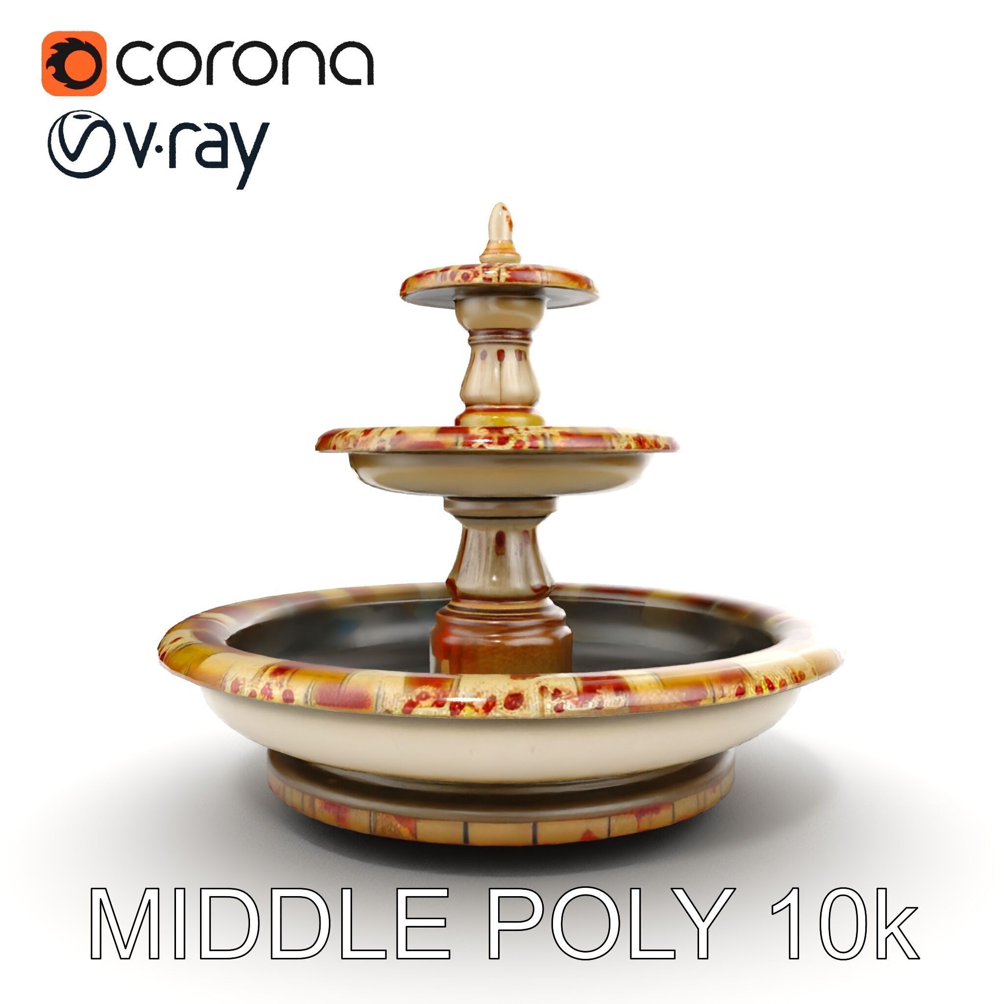 Ornate Stone Fountain Model Pack Low-poly 3D model_14