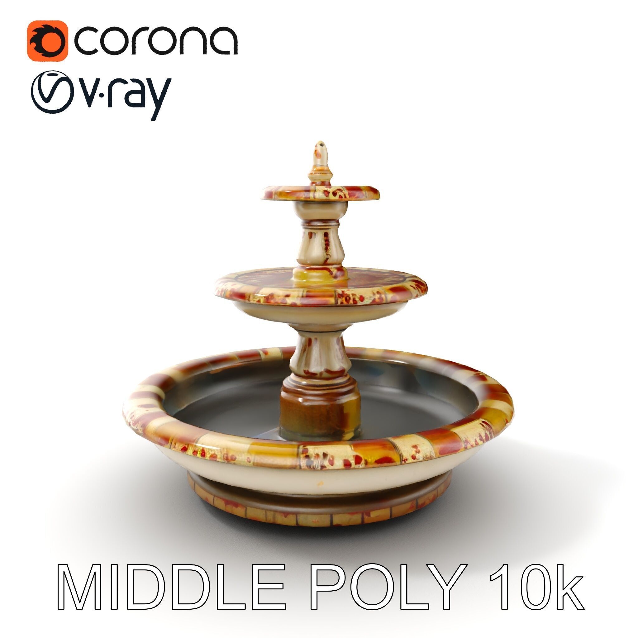 Ornate Stone Fountain Model Pack Low-poly 3D model_11