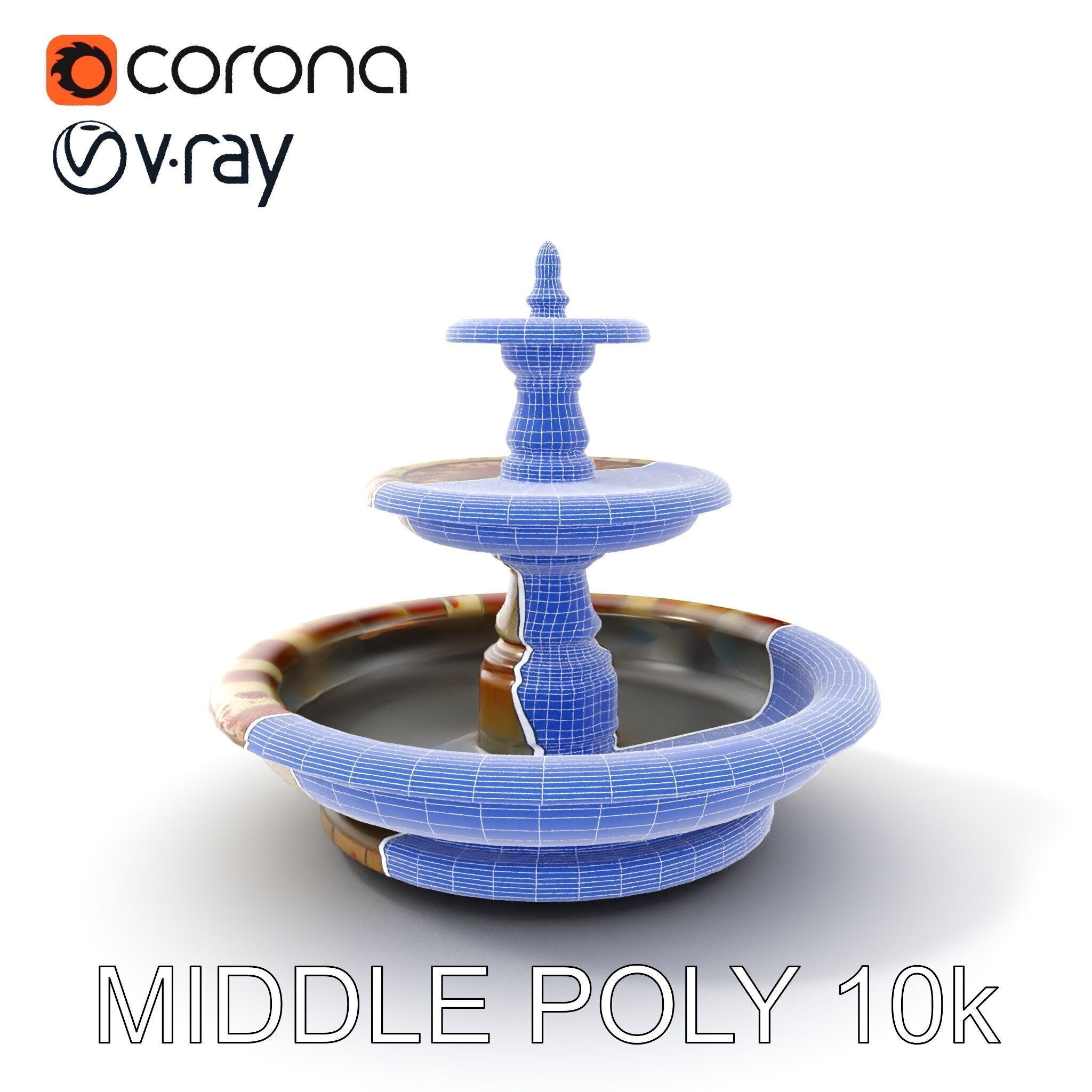 Ornate Stone Fountain Model Pack Low-poly 3D model_23